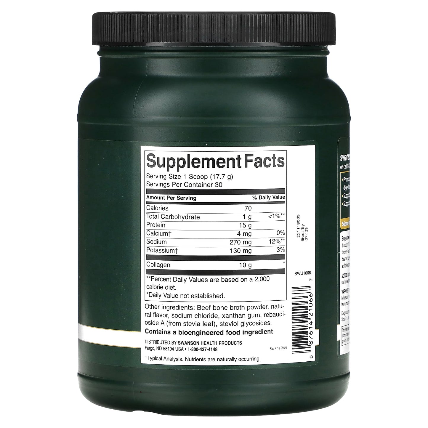 Swanson, Real Food Bone Broth Collagen, Vanilla, 1.17 lb (531 g) - Image 2