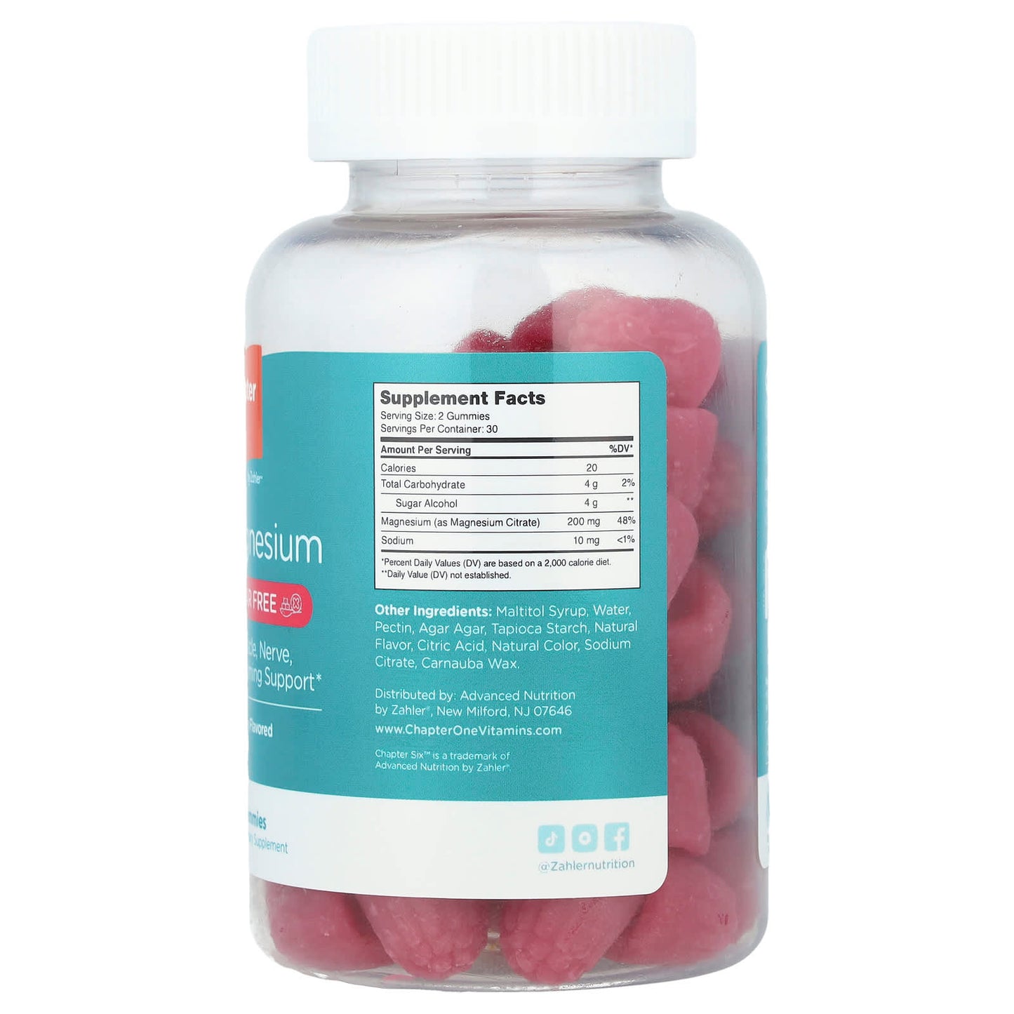 Chapter Six Magnesium Gummies, Sugar-Free, Raspberry, 100mg per Gummy (60 Count) - Image 2