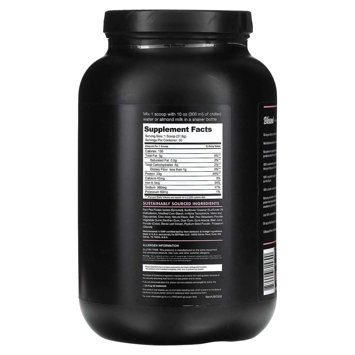 Blessed Strawberry Plant-Based Protein Powder, 2.1 lb - Image 2