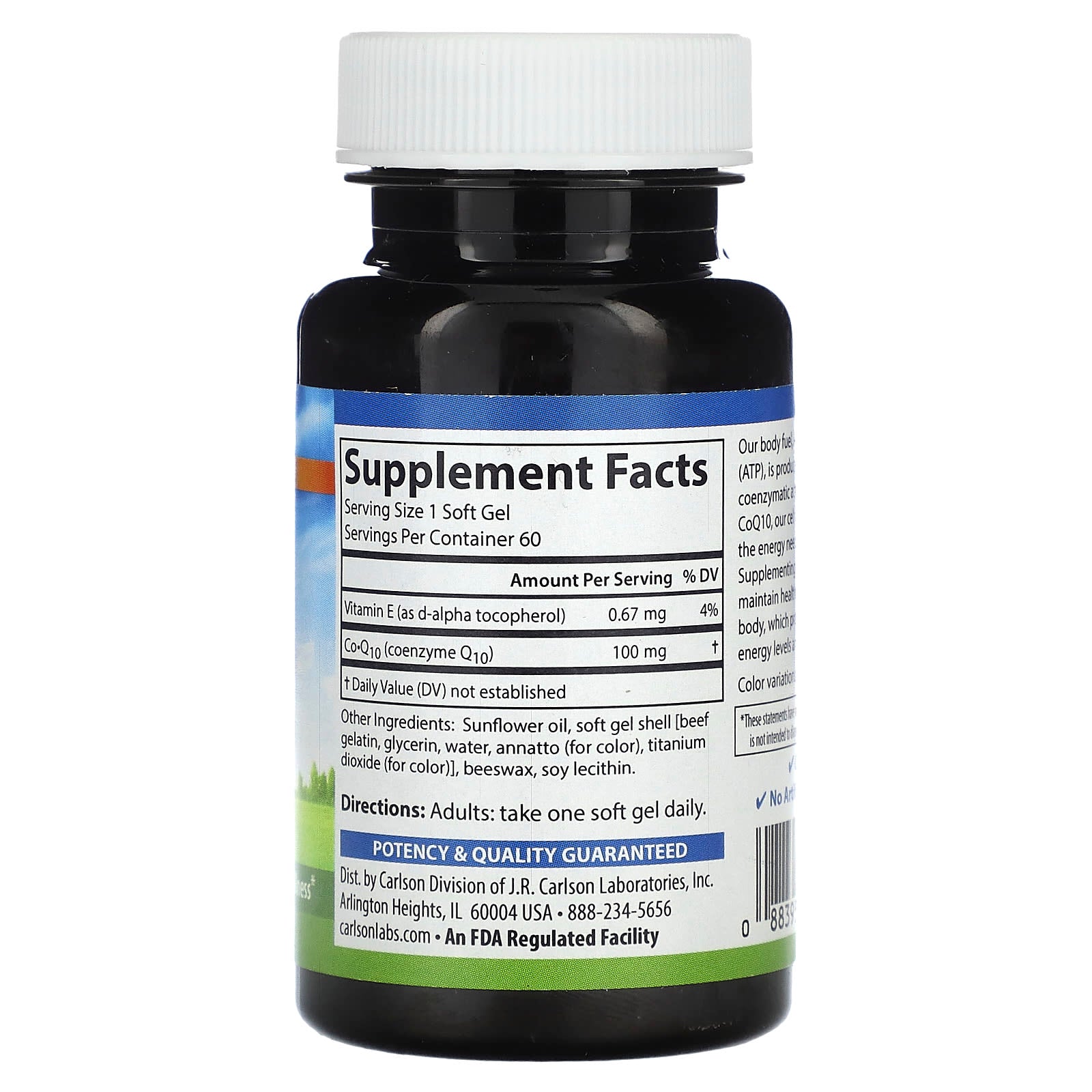 Carlson CoQ10 100mg Supplement for Energy and Heart Health - Image 2