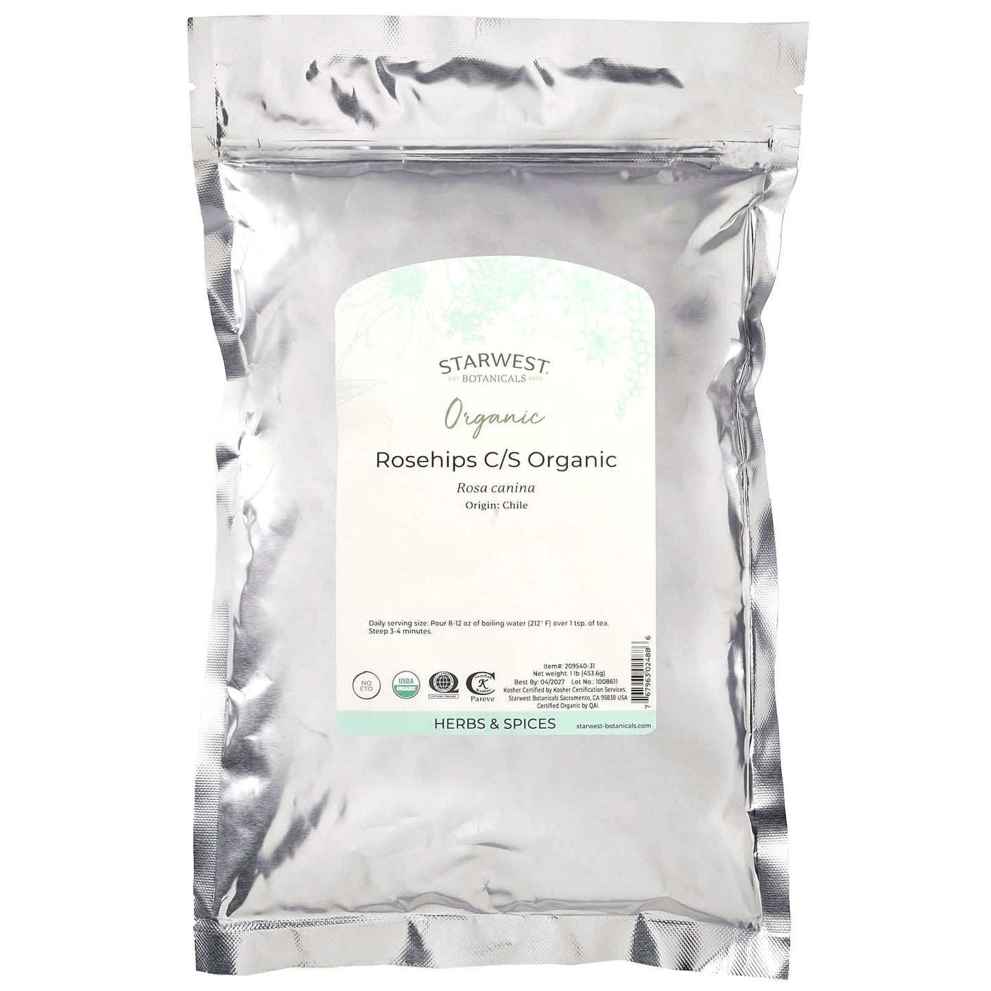 Starwest Botanicals, Organic Rosehips C/S, 1 lb (453.6 g) - Image 2