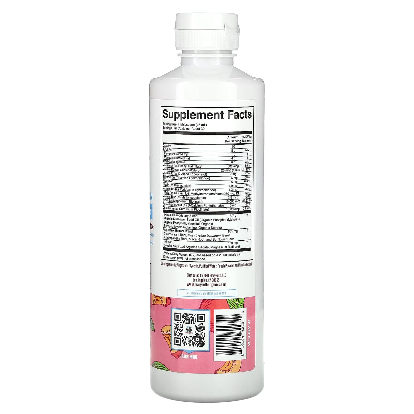 MaryRuth's, Women's Multivitamin + Hair Growth, Peach, 15.22 fl oz (450 ml) - Image 2
