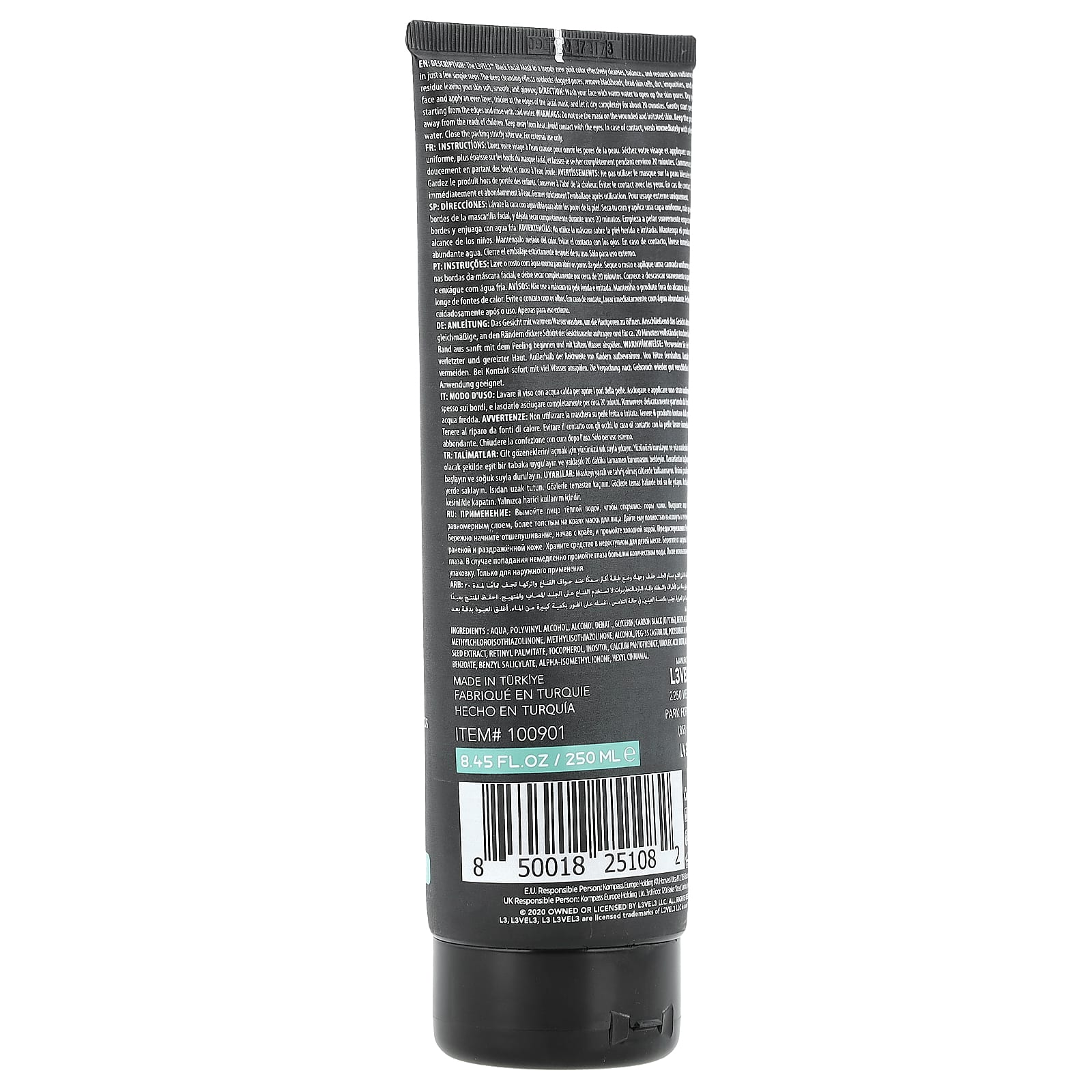 Level 3, Black Mask, Charcoal, 8.45 fl oz (250 ml) - Image 2