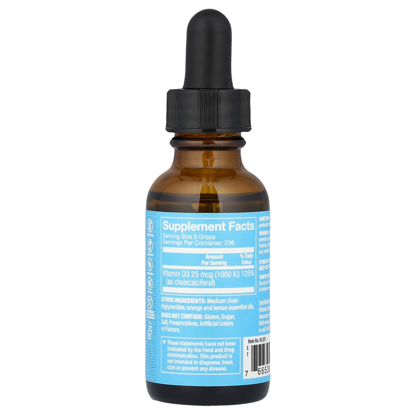 The Vitamin Shoppe, Liquid Vitamin D3, Citrus, 25 mcg (1,000 IU), 1 fl oz (30 ml)
