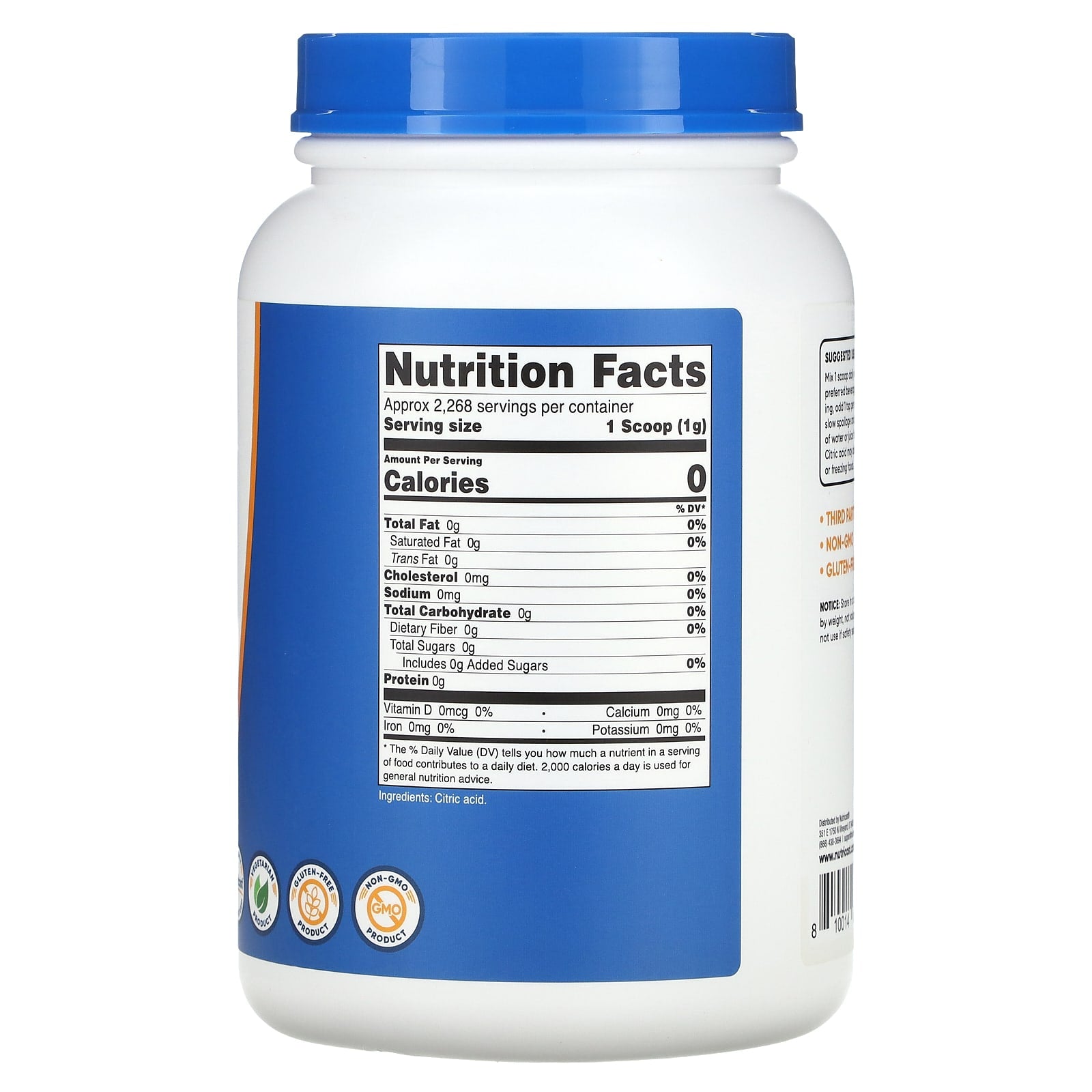 Nutricost, Citric Acid, Unflavored, 5 lb (2,268 g) - Image 2