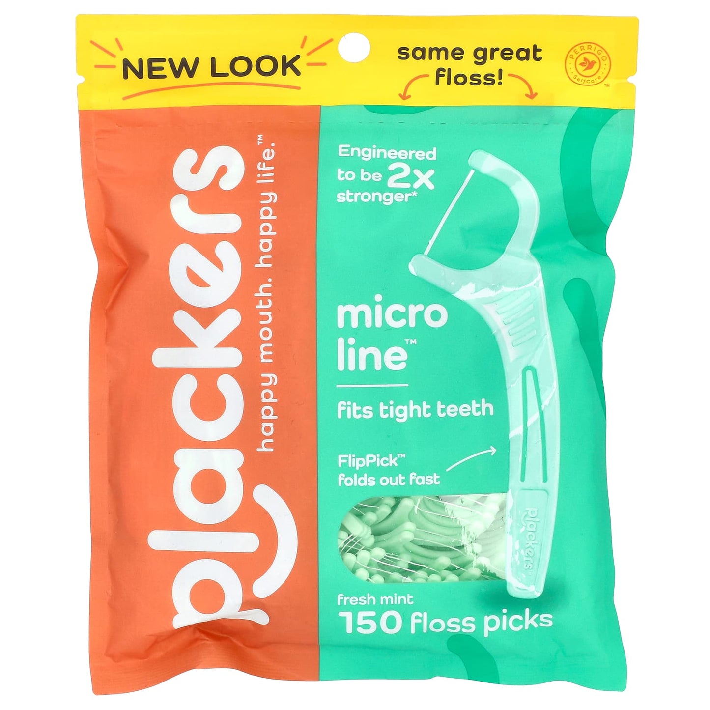 Plackers, Micro Line, Floss Picks, Fresh Mint, 150 Count - Image 1
