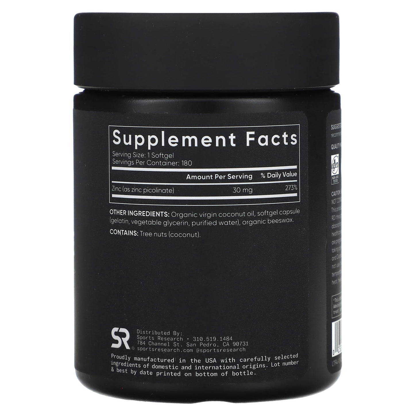 Sports Research, Zinc Picolinate, High Potency, 30 mg, 180 Softgels