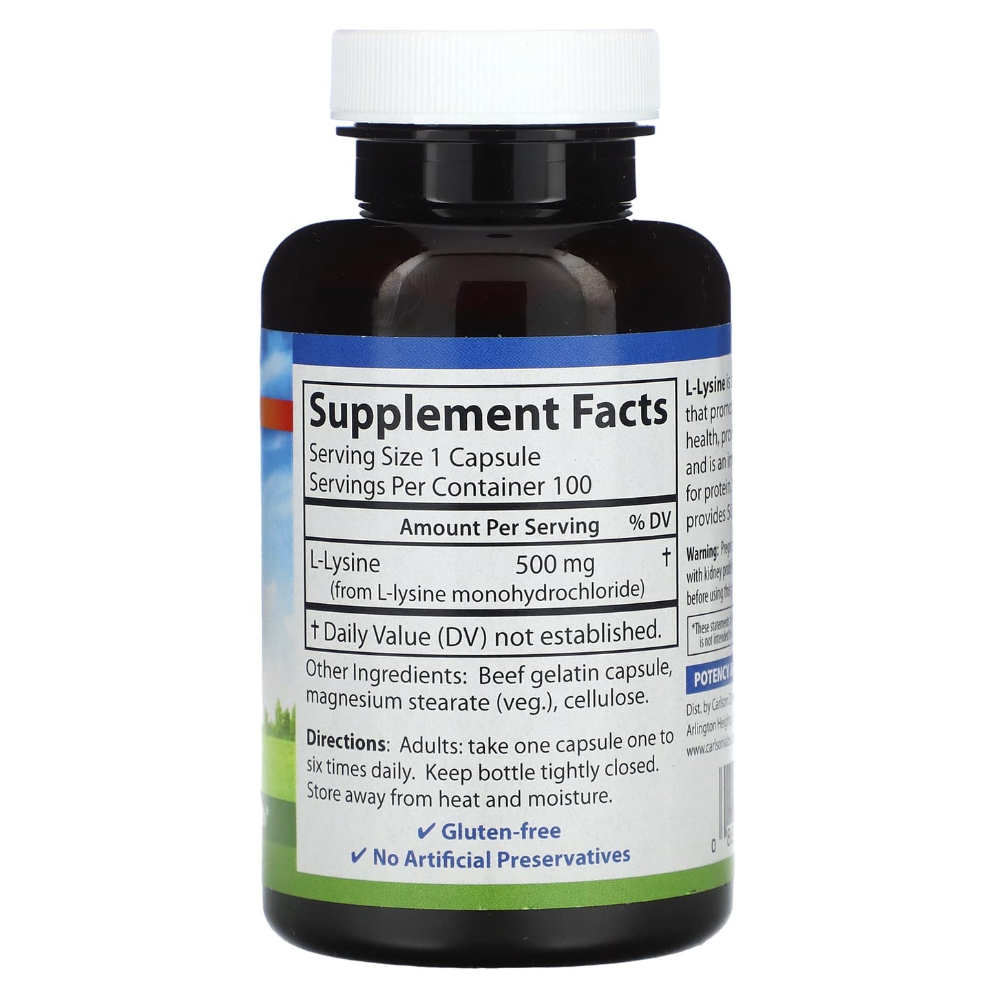 L-Lysine 500mg, 100 Capsules for Immune Function & Stress Support - Image 2