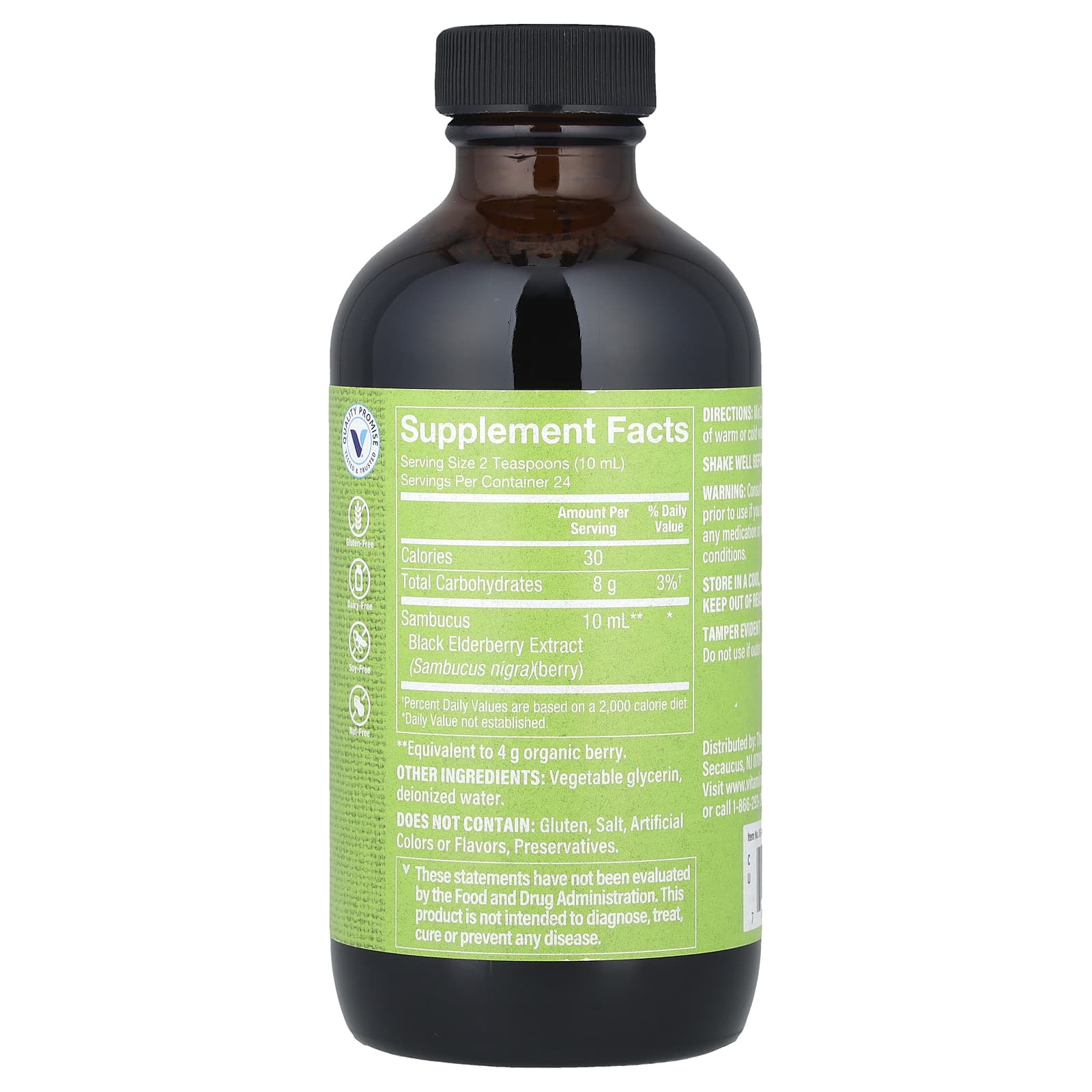The Vitamin Shoppe, Sambucus Black Elderberry Extract, Alcohol Free, 8 fl oz (236 ml)