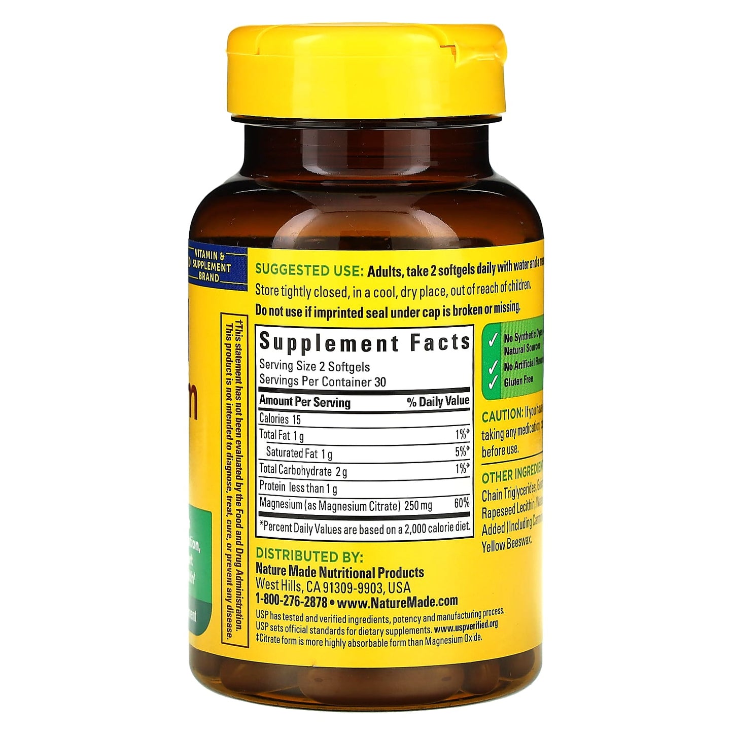 Nature Made, Magnesium Citrate, 60 Softgels (125 mg per Softgel) - Image 2