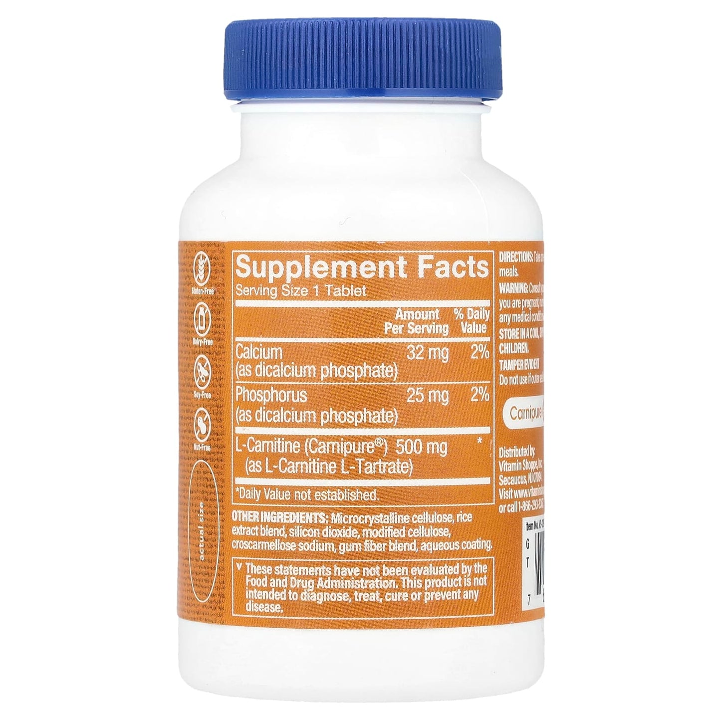 The Vitamin Shoppe, Carnipure® L-Carnitine, 500 mg, 50 Tablets - Image 2