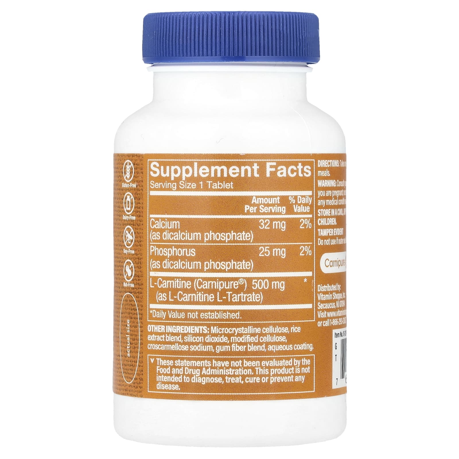 The Vitamin Shoppe, Carnipure® L-Carnitine, 500 mg, 50 Tablets - Image 2