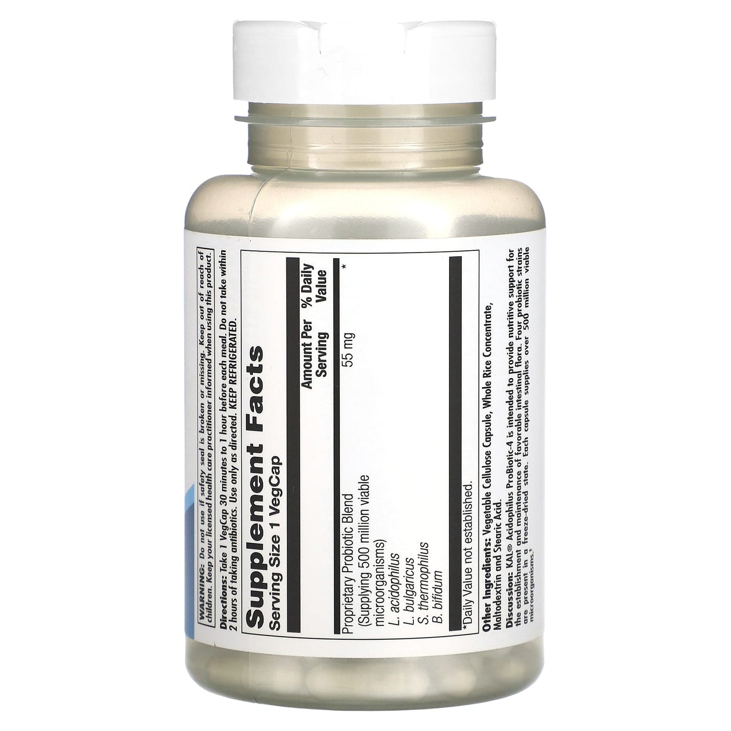 Support Healthy Gut Bacteria with KAL Acidophilus Probiotic-4 100 VegCaps - Image 2