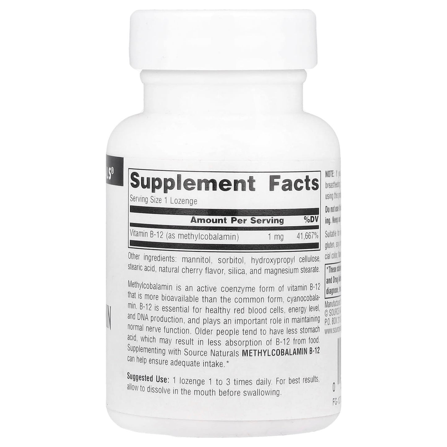 Source Naturals, MethylCobalamin, Cherry, 1 mg, 60 Lozenges - Image 2