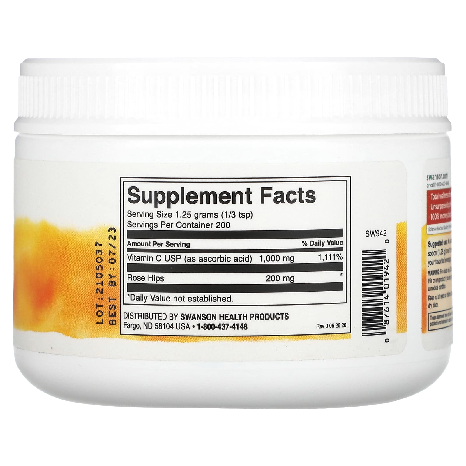 Swanson, Vitamin C Powder, with Rose Hips, 8.8 oz (250 g) - Image 2