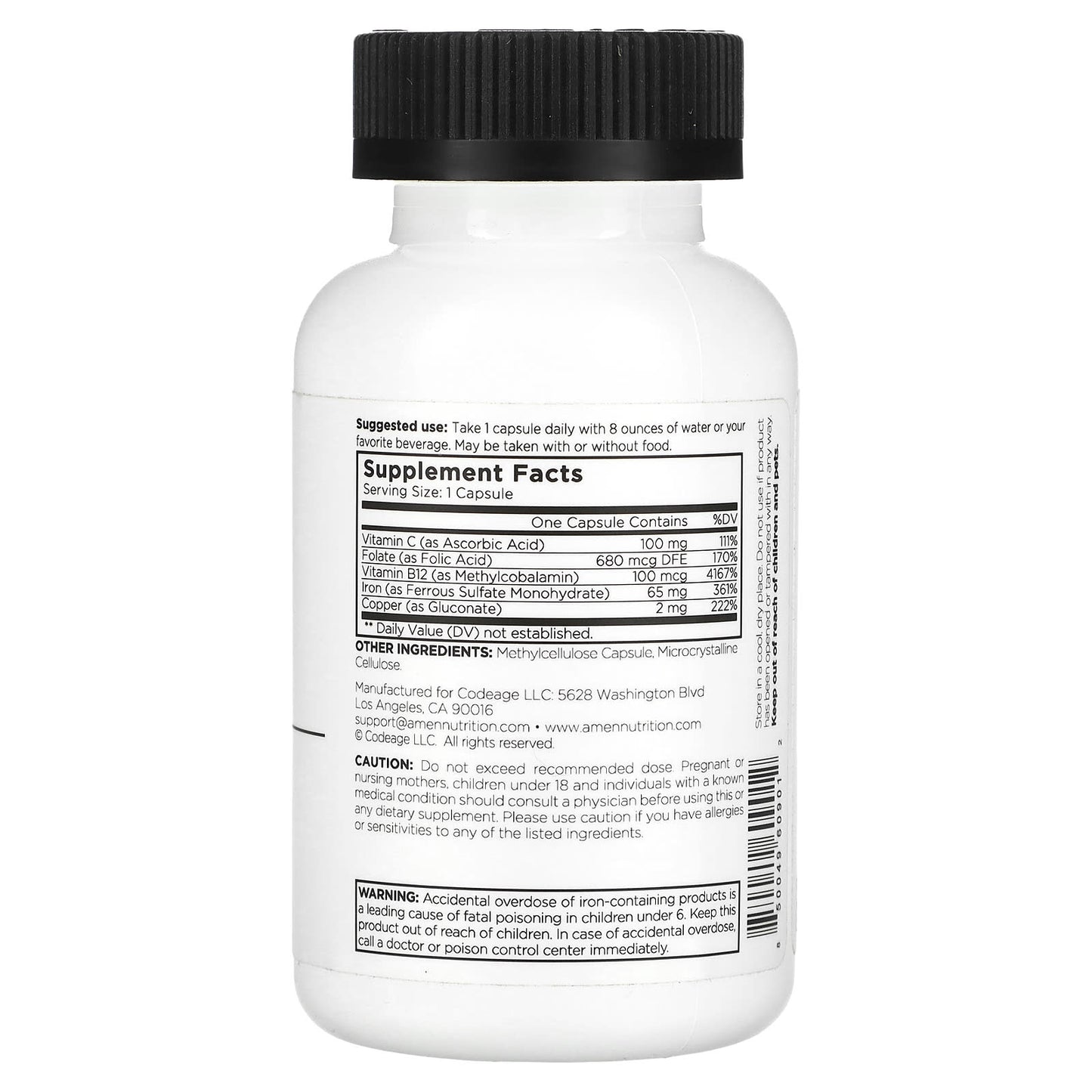 CodeAge Amen Iron Ultra 60 Capsules for Energy & Vitality - Image 2