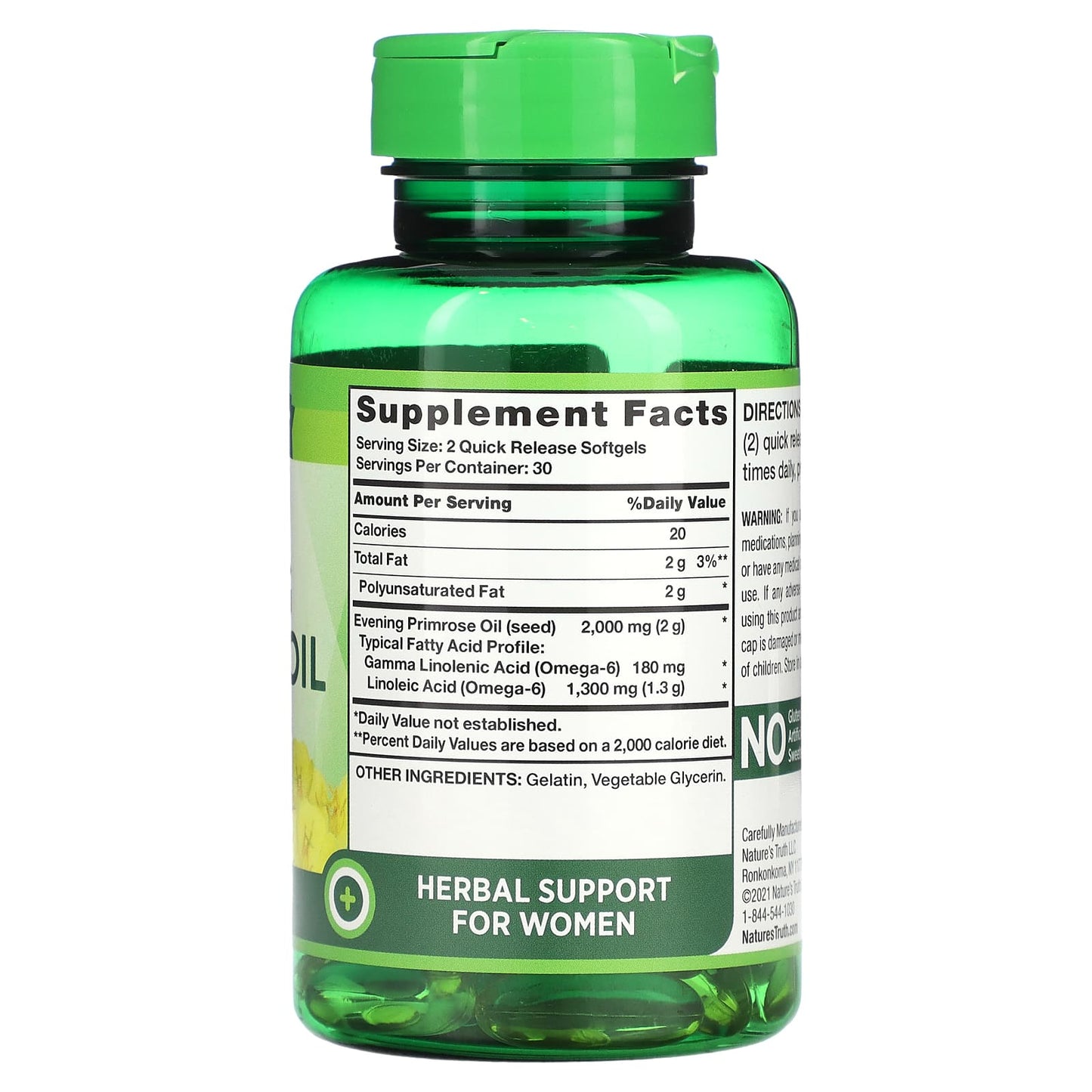 Nature's Truth, Cold Pressed, Evening Primrose Oil, 60 Quick Release Softgels (1,000 mg per Softgel) - Image 2