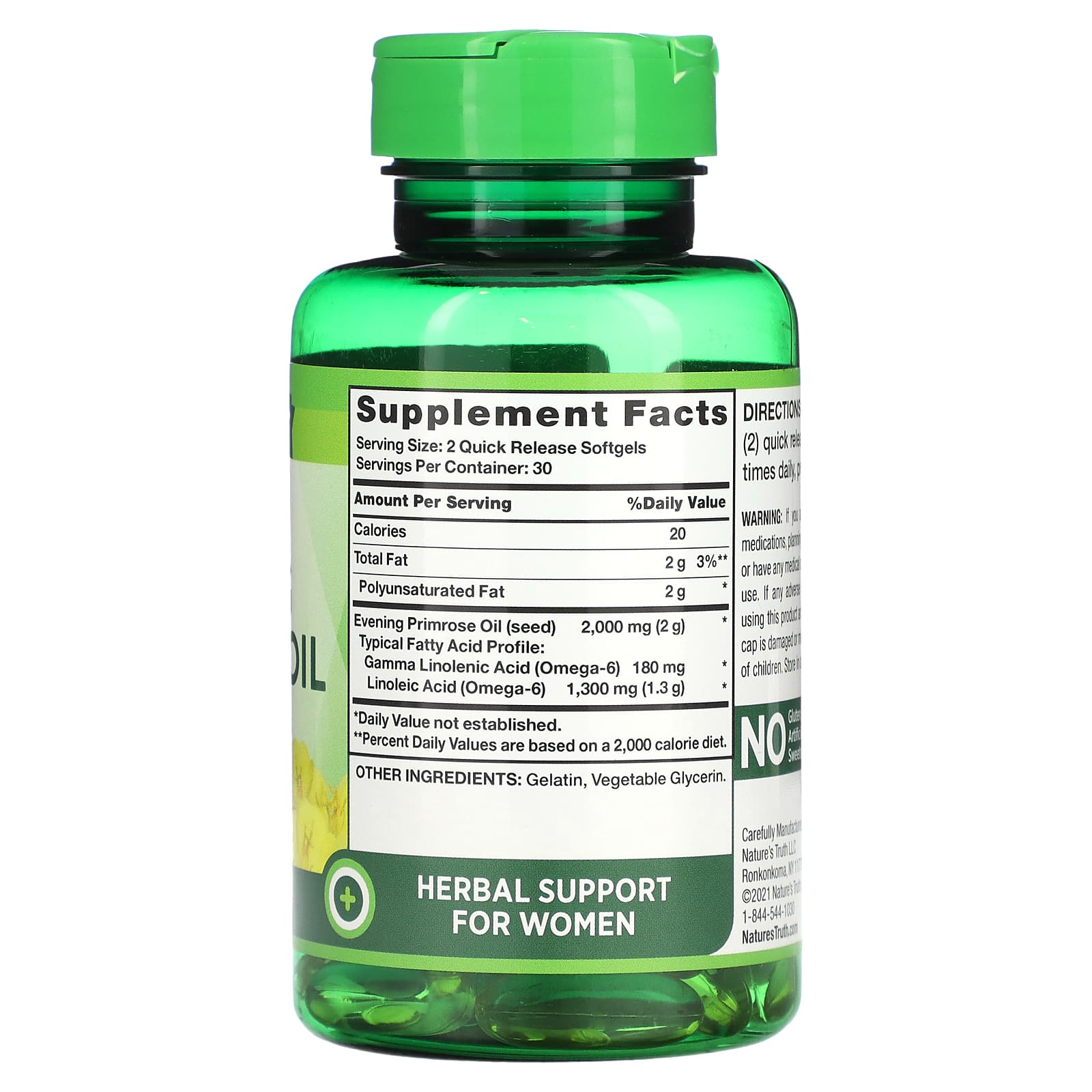 Nature's Truth, Cold Pressed, Evening Primrose Oil, 60 Quick Release Softgels (1,000 mg per Softgel) - Image 2