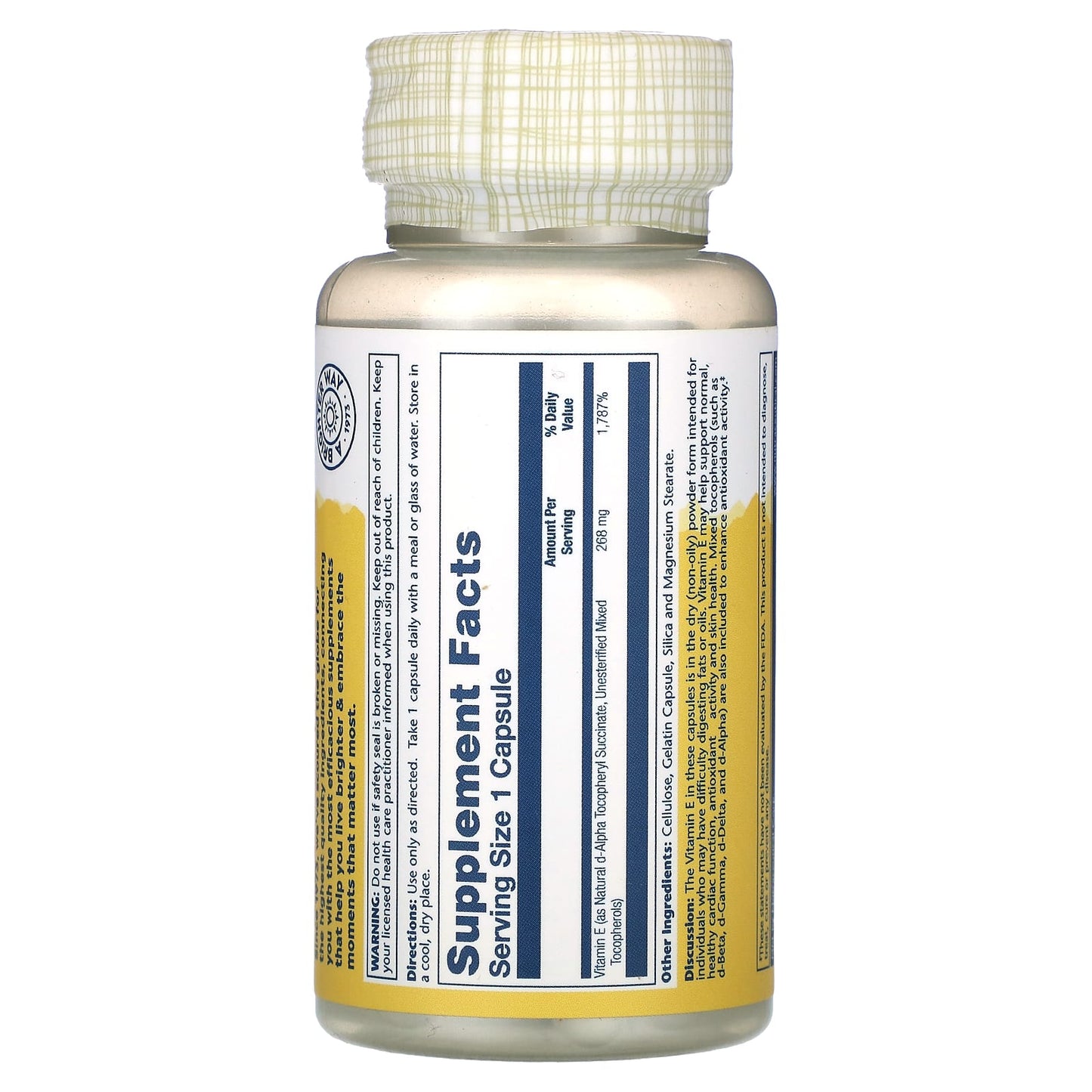 Solaray, Vitamin E, Dry Form, 268 mg, 50 Capsules - Image 2