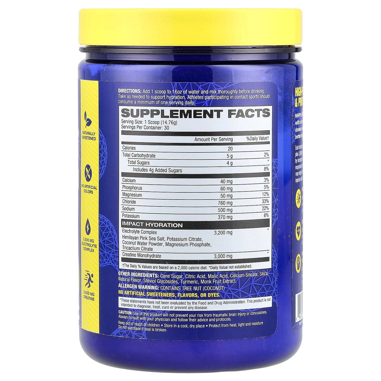 MHP, Impact Hydration, Electrolytes + Creatine, Lemon Lime, 0.98 lbs (15.6 oz) - Image 2