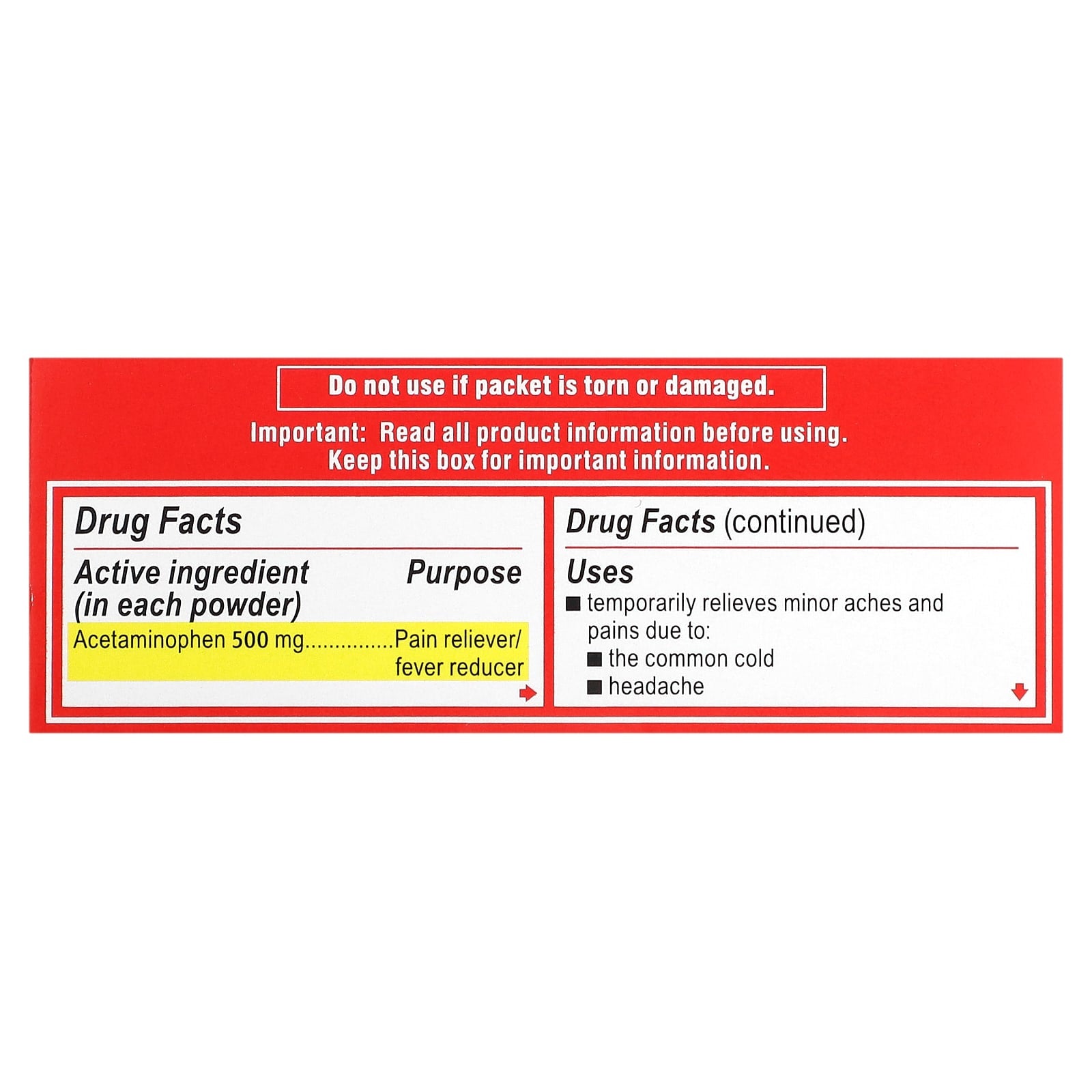 Tylenol, Extra Strength Acetaminophen Dissolve Packs  for Adults, Berry Flavor, 500 mg, 12 Packets of Powder - Image 2