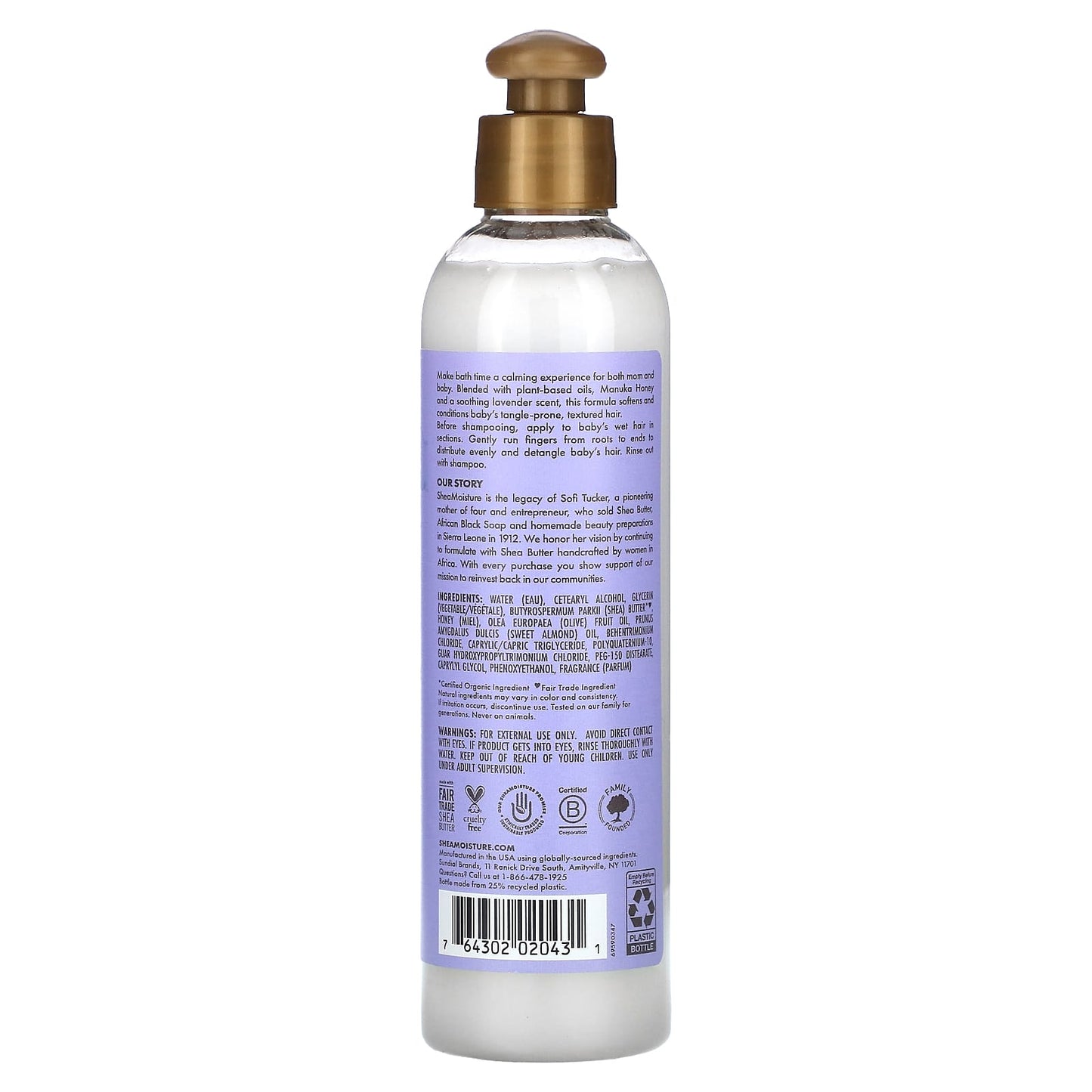 SheaMoisture, Baby, Nighttime Pre-Wash Detangler, Manuka Honey & Lavender, 8 fl oz (237 ml) - Image 2