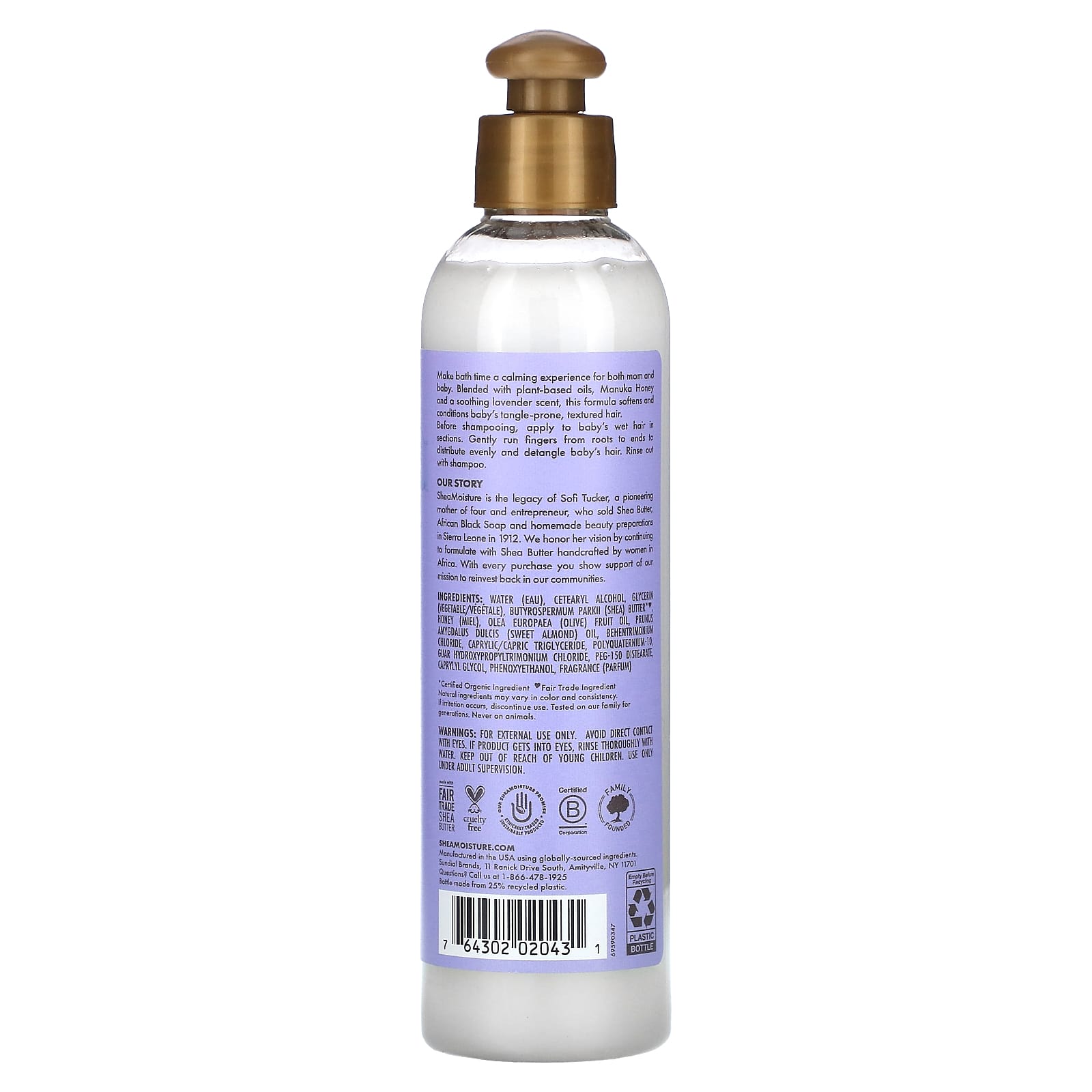 SheaMoisture, Baby, Nighttime Pre-Wash Detangler, Manuka Honey & Lavender, 8 fl oz (237 ml) - Image 2