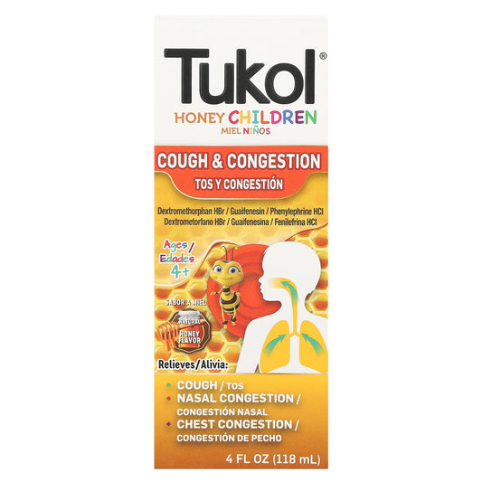 Tukol, Honey Children, Cough & Congestion, Ages 4+, Natural Honey, 4 fl oz (118 ml) - Image 1