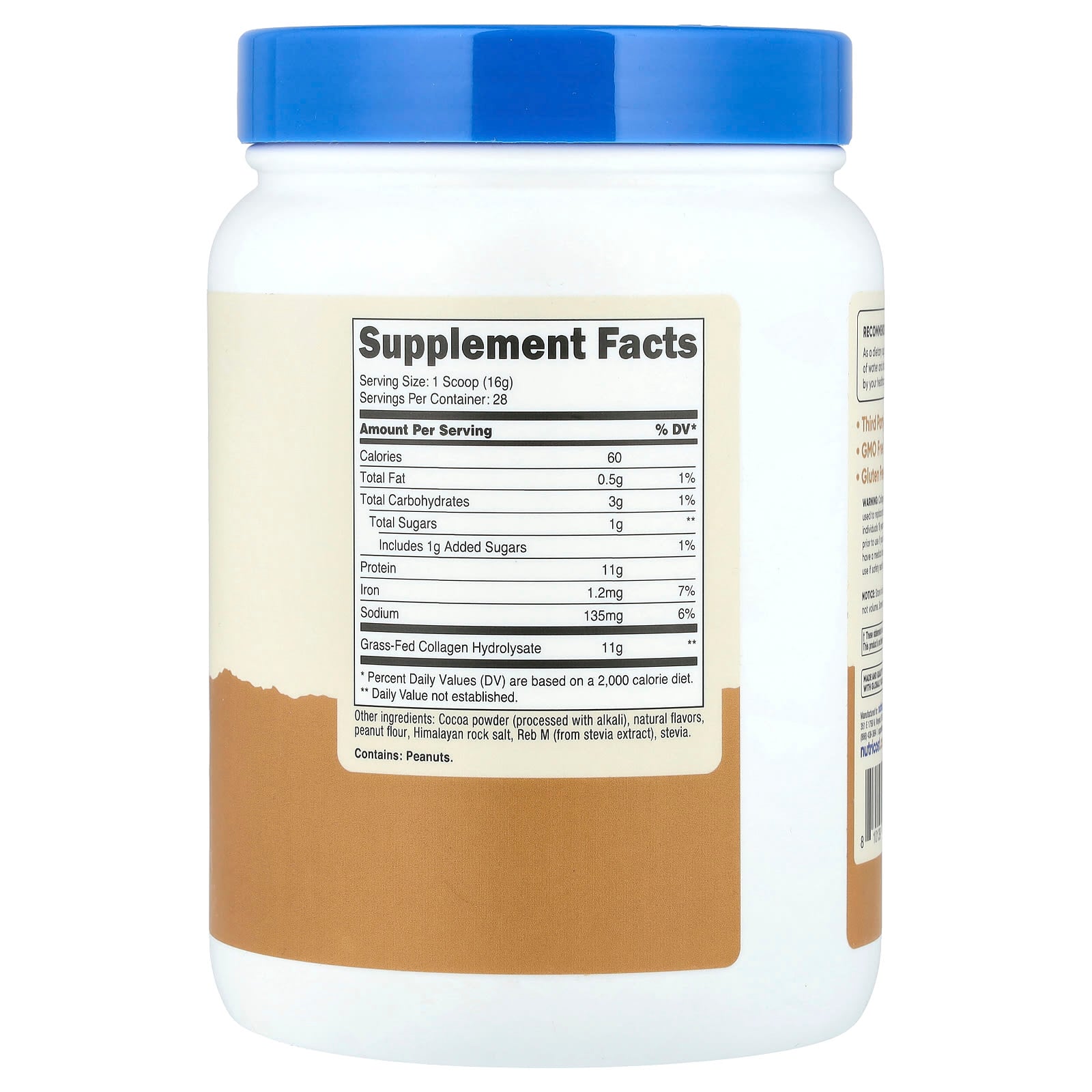 Nutricost, Collagen Peptides, Chocolate PB, 16.2 oz (454 g) - Image 2