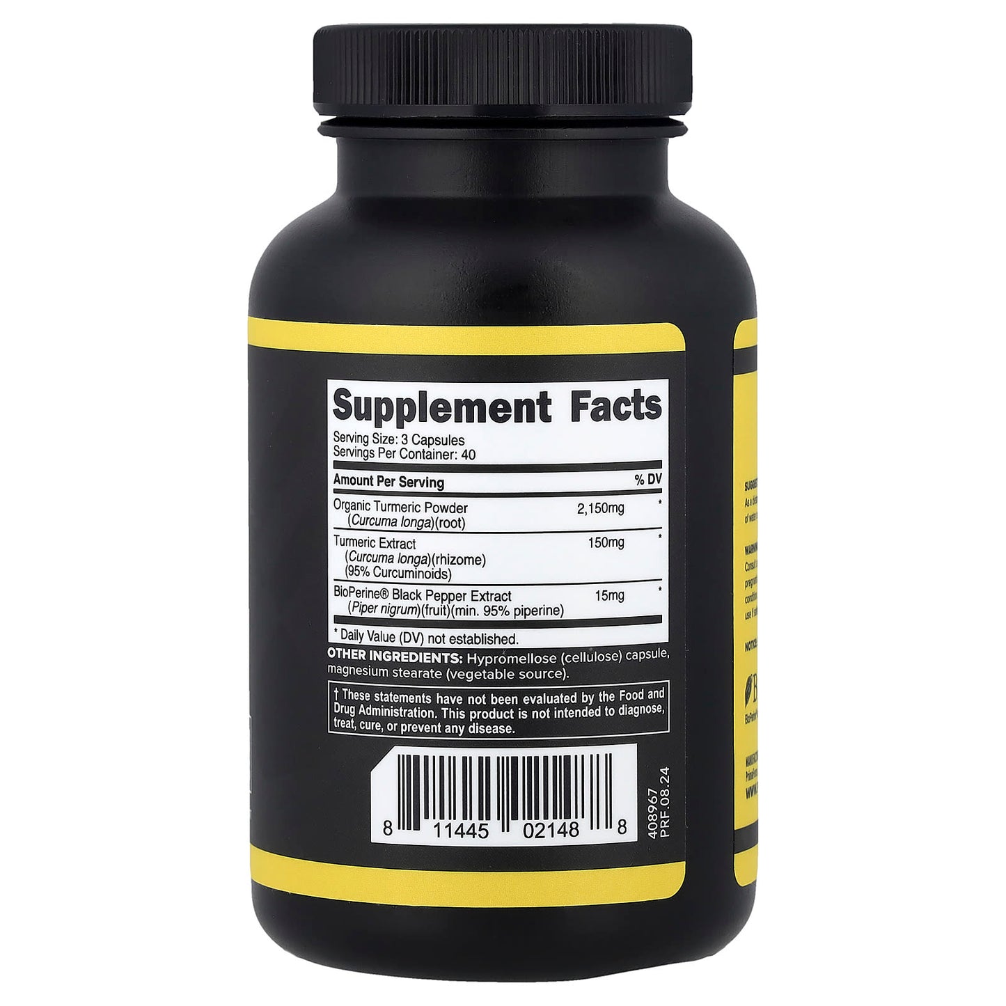 Primaforce, Turmeric with Bioperine®, 120 Capsules - Image 2