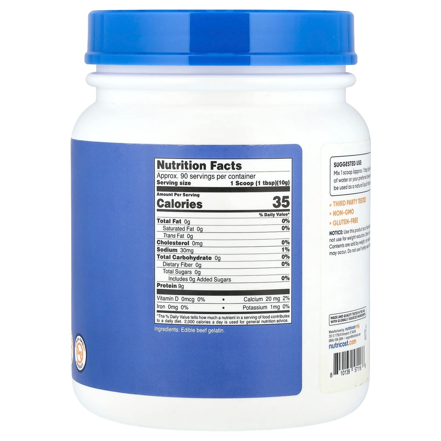 Nutricost, Beef Gelatin Powder, Unflavored, 32.4 oz (907 g) - Image 2