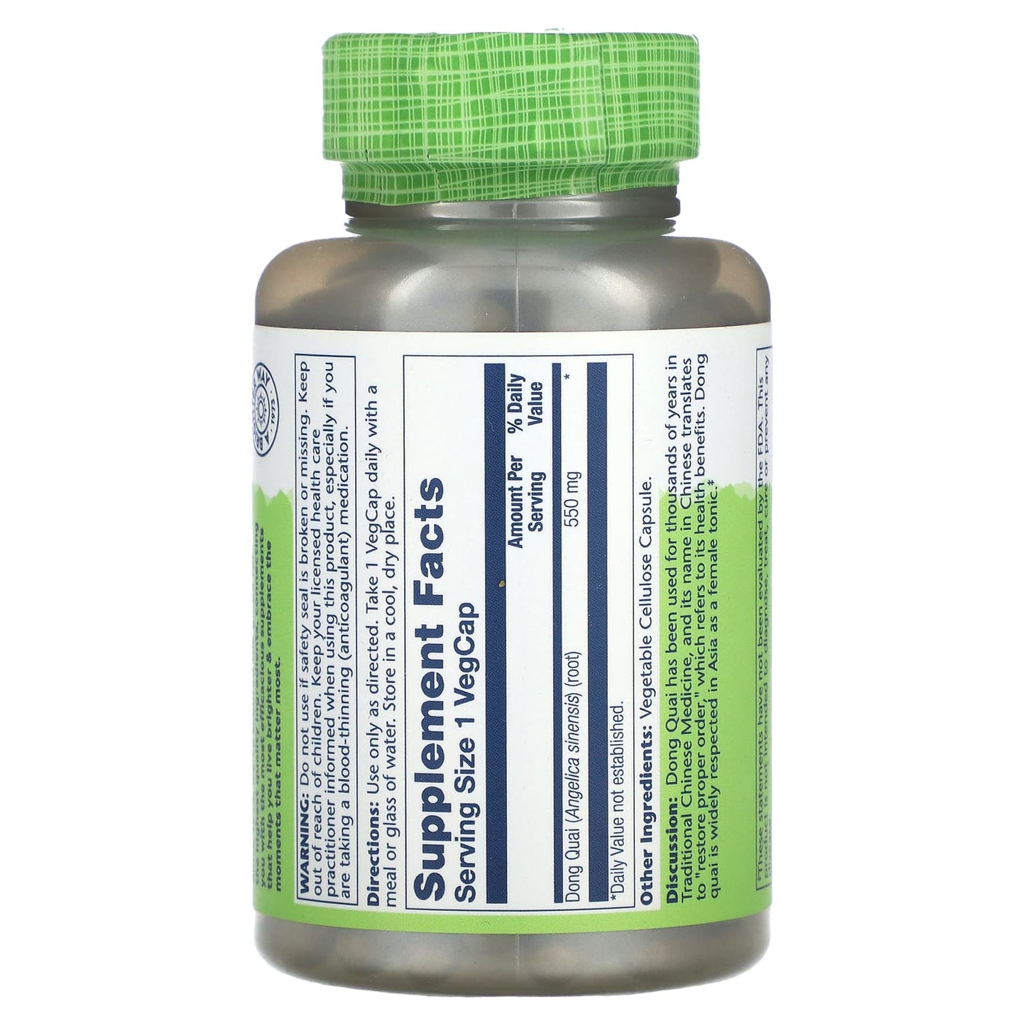 Solaray, True Herbs, Dong Quai , 550 mg, 180 VegCaps - Image 2