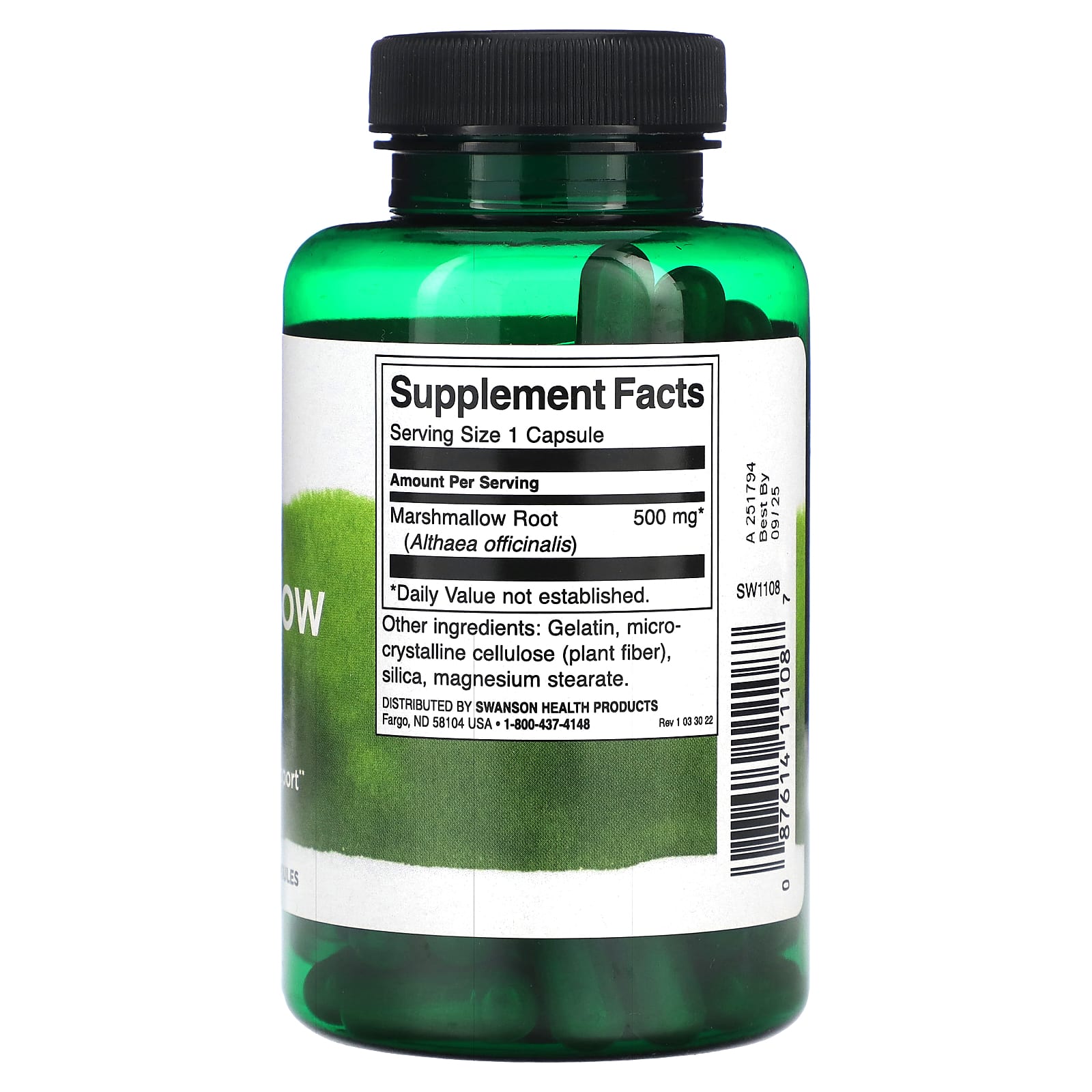 Swanson, Marshmallow Root, 500 mg, 90 Capsules - Image 2