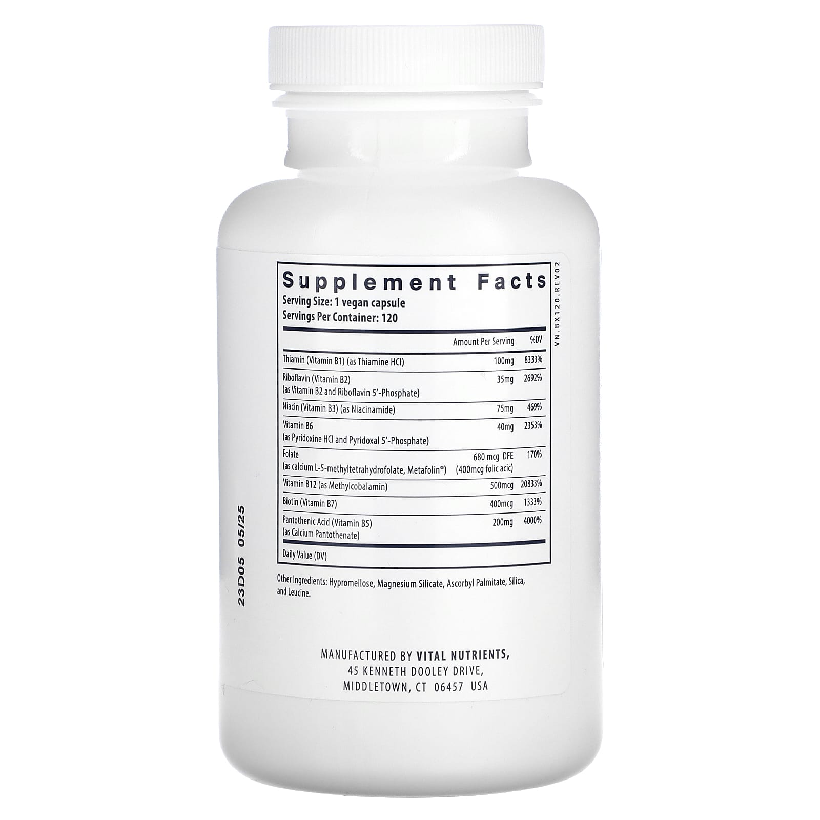 Vital Nutrients, B-Complex, 120 Vegan Capsules - Image 2