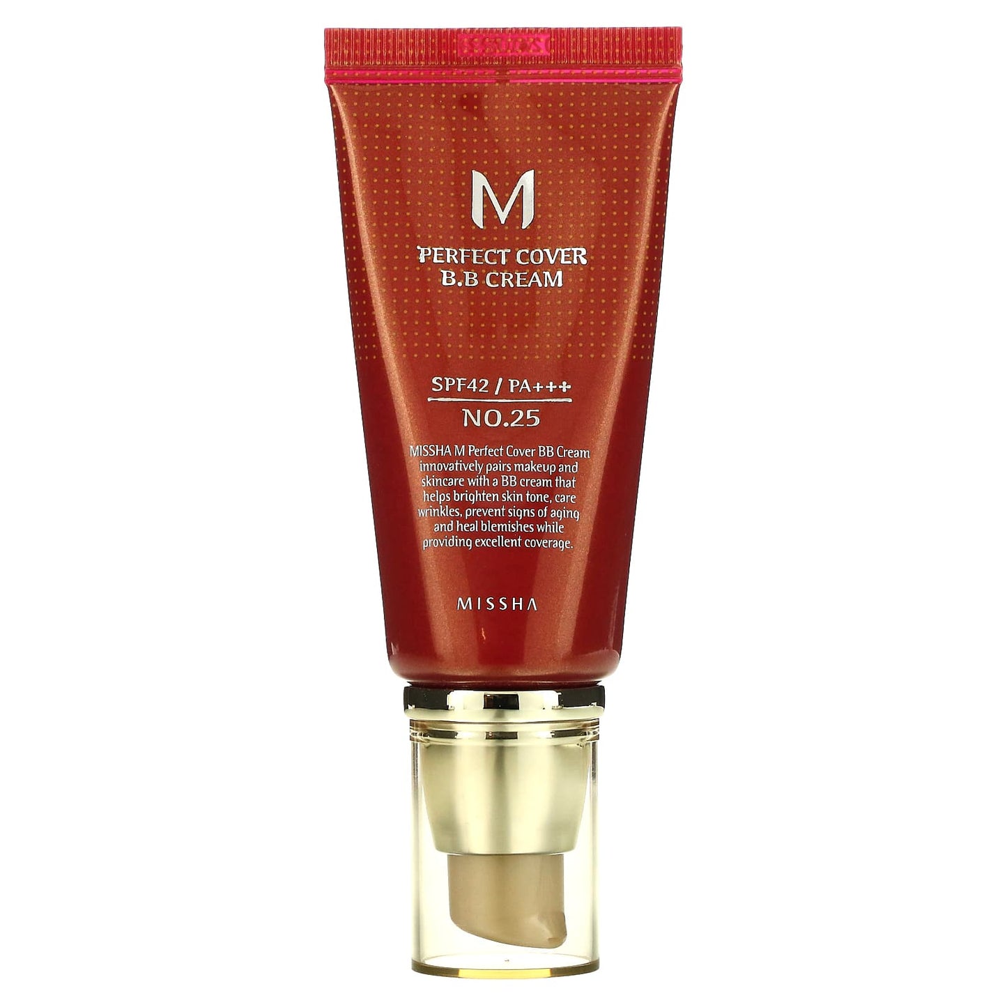 Missha, M Perfect Cover B.B Cream, SPF 42 PA+++, No. 25 Warm Beige, 1.7 oz (50 ml) - Image 1