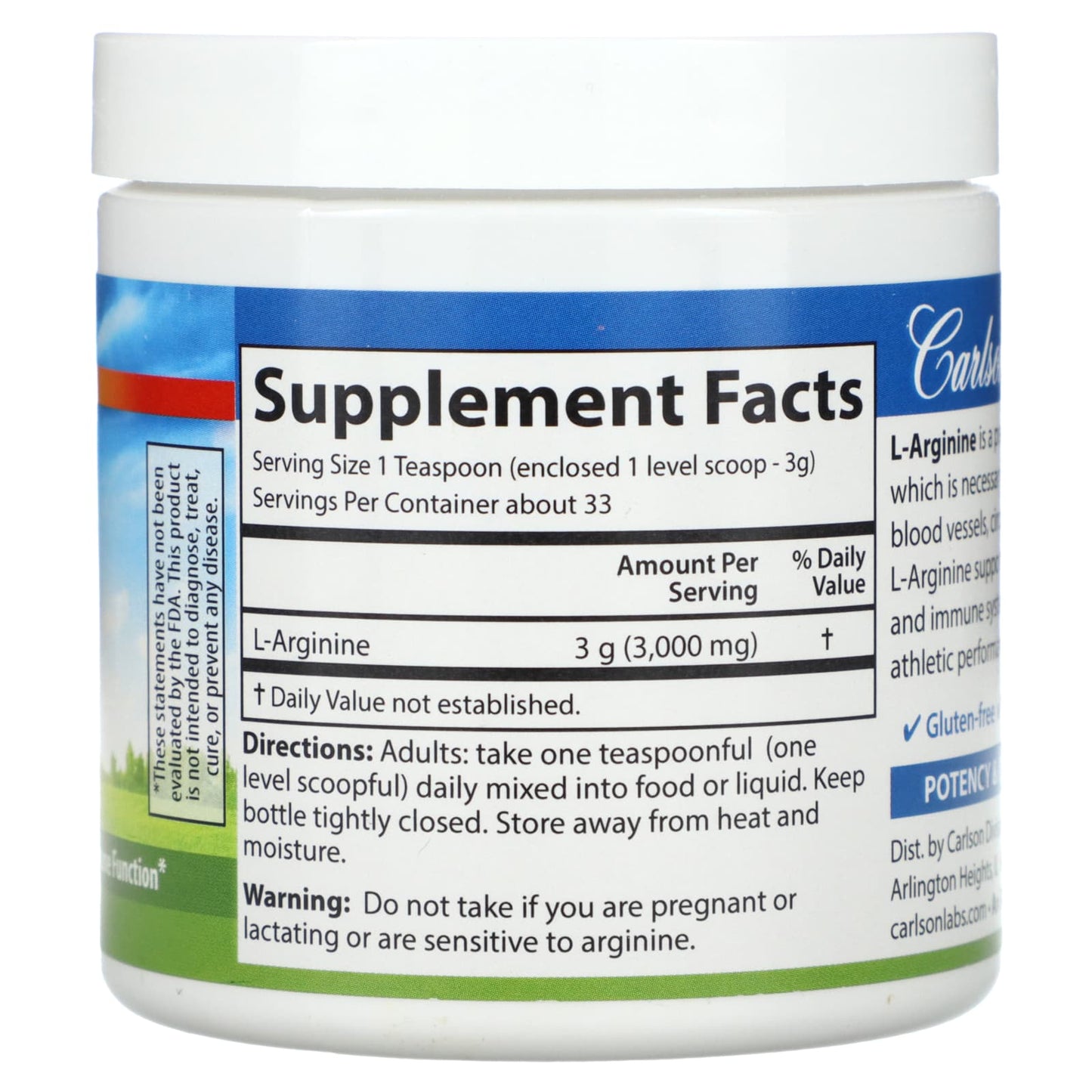 Boost Circulation & Immune Health with Carlson L-Arginine Powder - Image 2