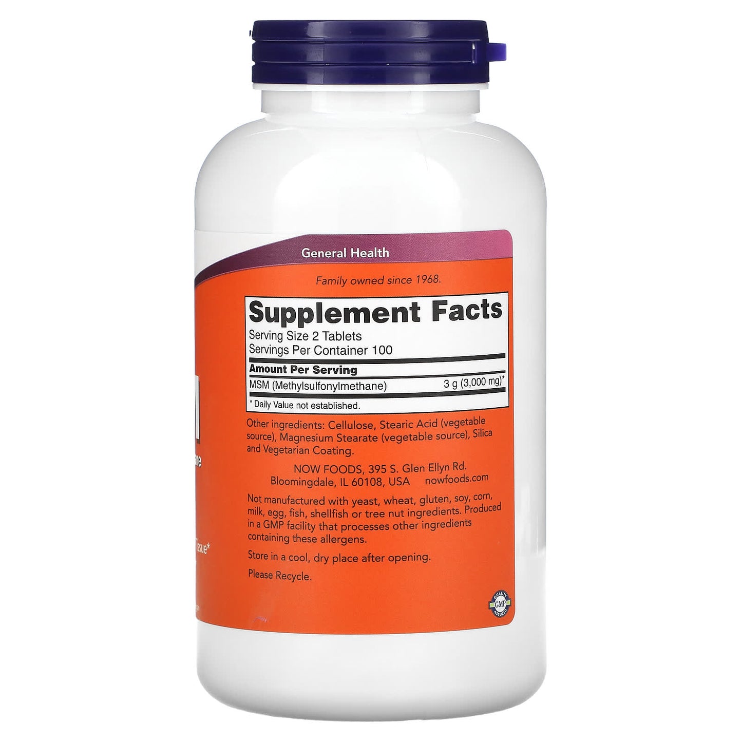 NOW Foods, MSM, 1,500 mg, 200 Tablets - Image 2