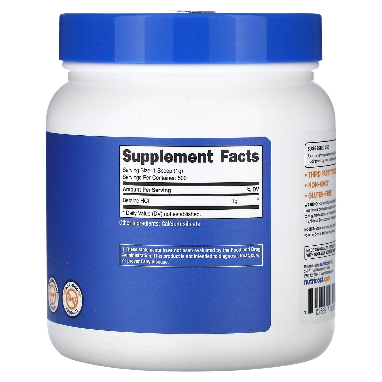 Nutricost, Betaine HCI, Unflavored, 18.1 oz (507 g) - Image 2