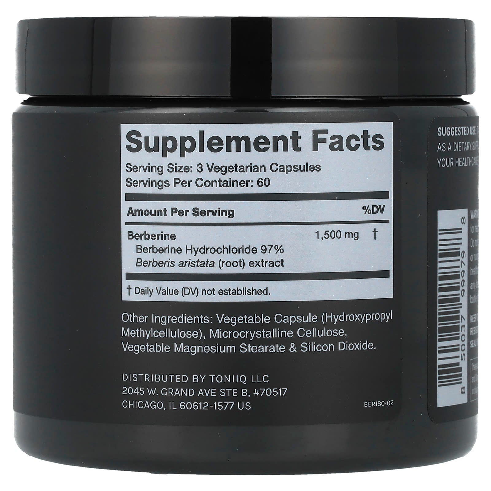 Toniiq, Berberine 1500, 180 Capsules (500 mg per Capsule) - Image 2