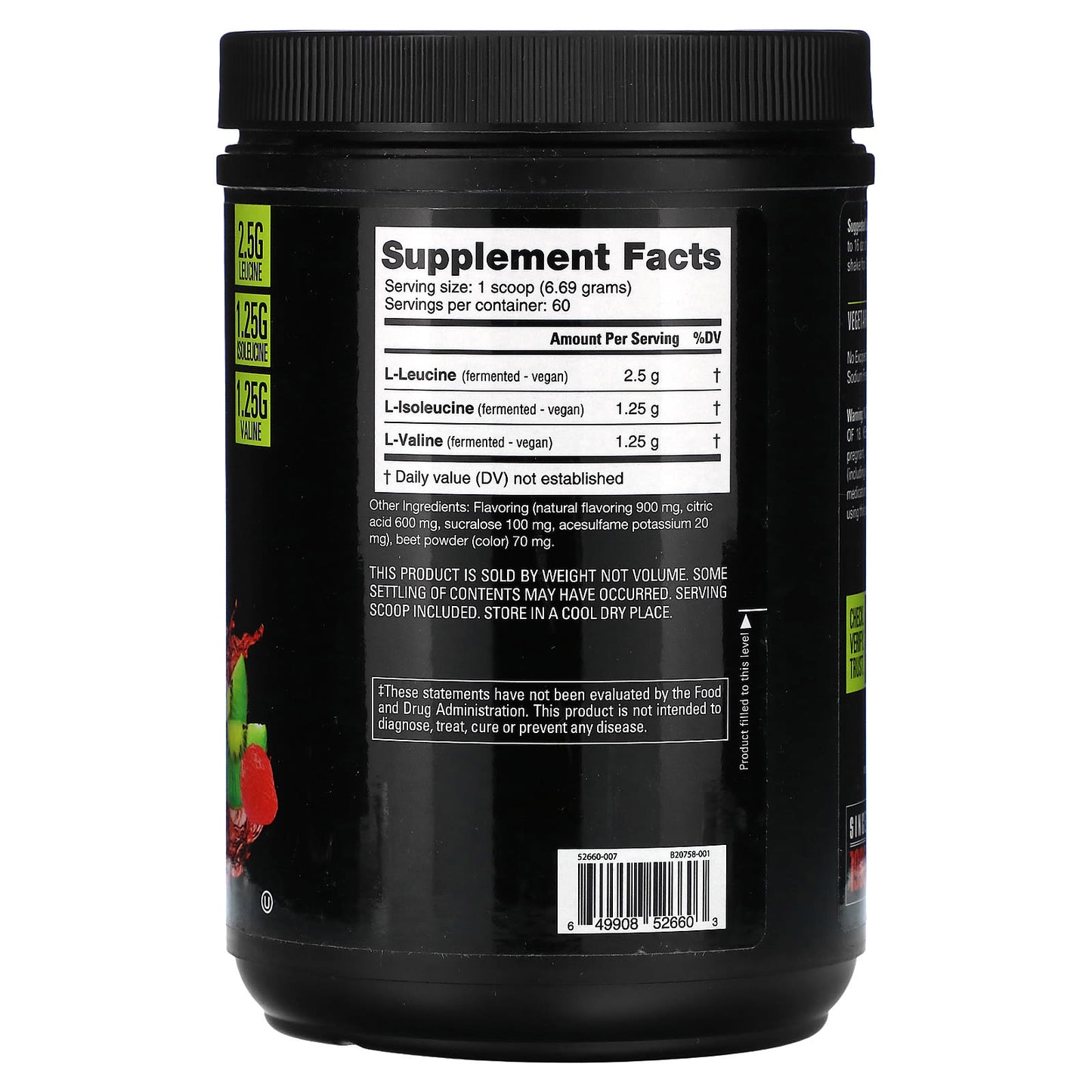 NutraBio, BCAA 5000, Kiwi Strawberry, 0.88 lb (401 g) - Image 2