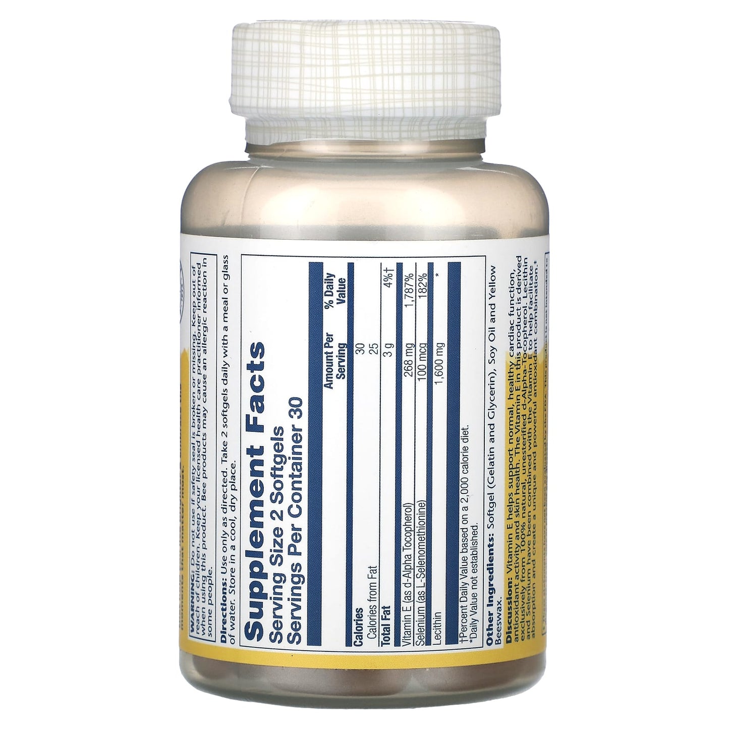 Solaray, Bio E + Selenium with Lecithin, 60 Softgels - Image 2