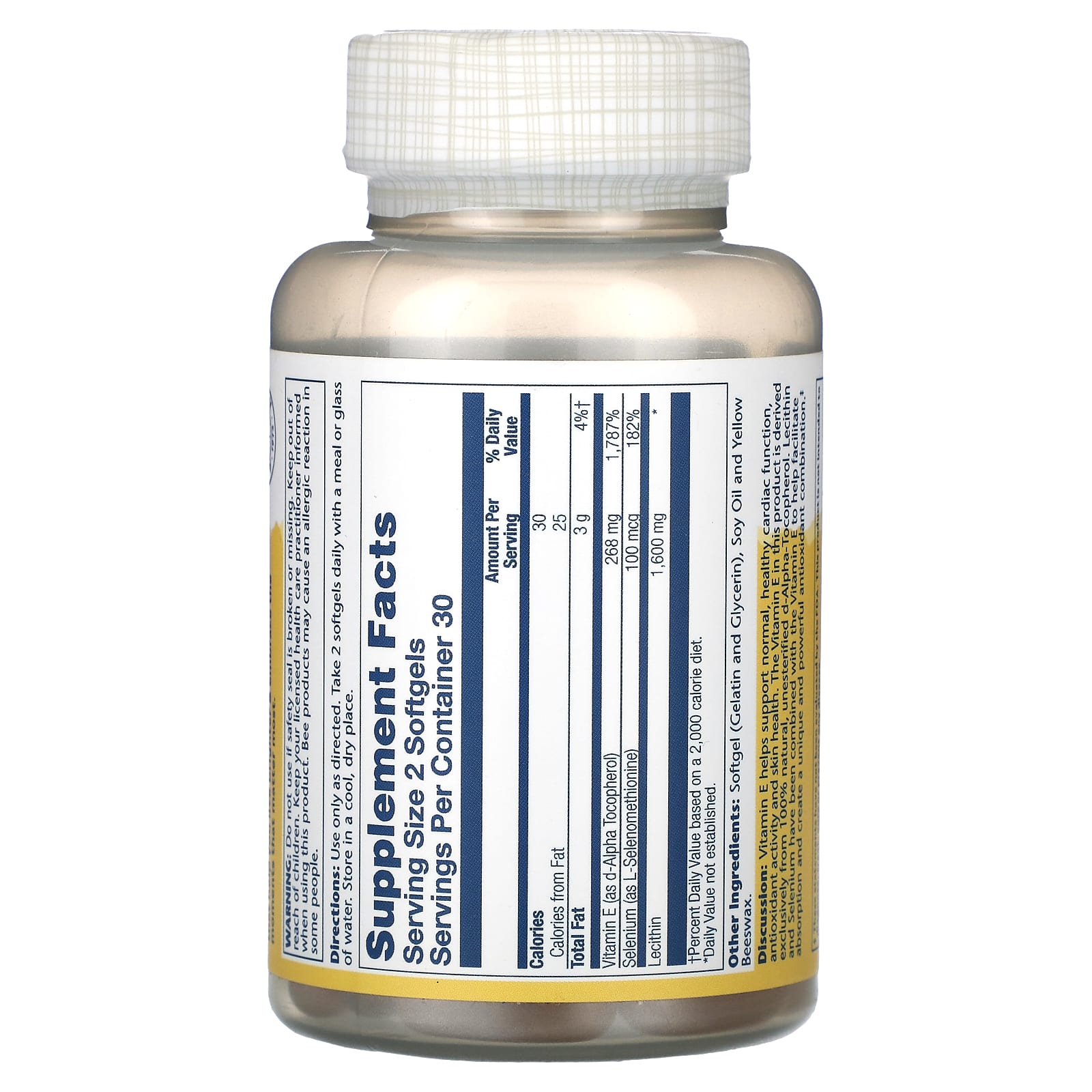 Solaray, Bio E + Selenium with Lecithin, 60 Softgels - Image 2