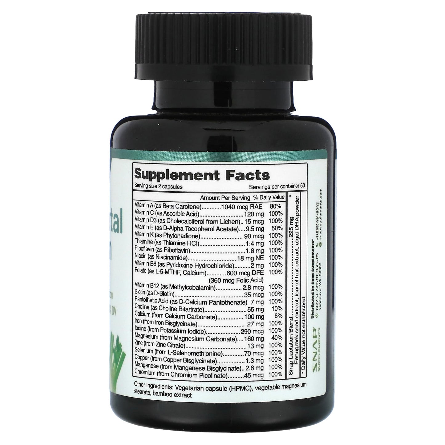 Snap Supplements, Postnatal Vitamin, 60 Capsules - Image 2