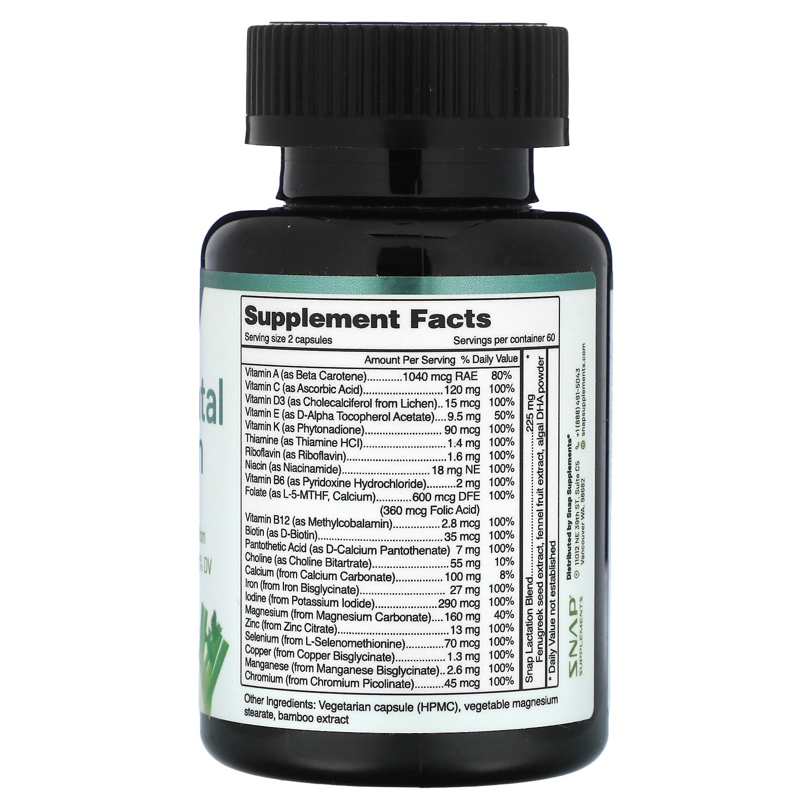 Snap Supplements, Postnatal Vitamin, 60 Capsules - Image 2