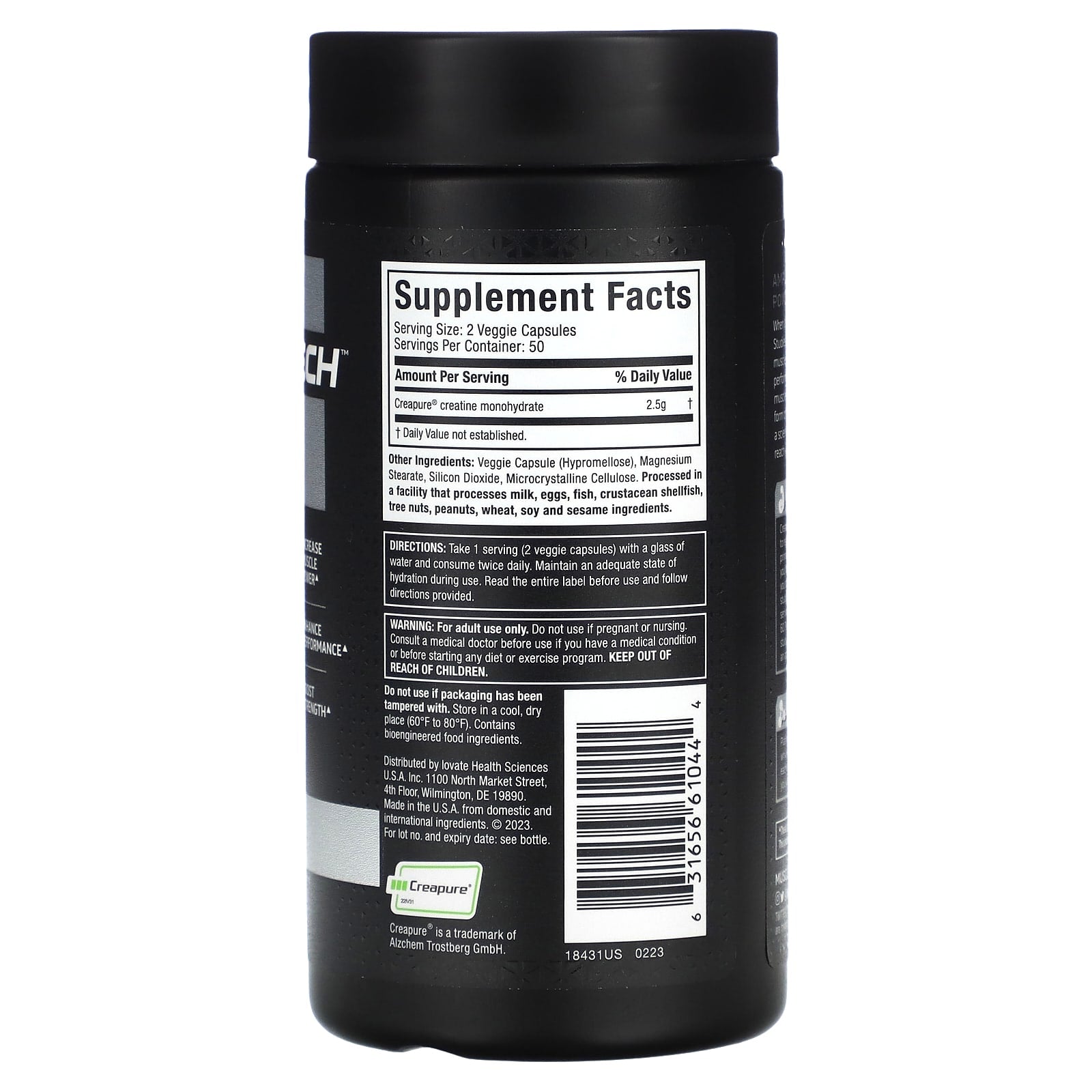 MuscleTech, Platinum 100% Creatine, 100 Veggie Capsules (1.25 g per Capsule) - Image 2