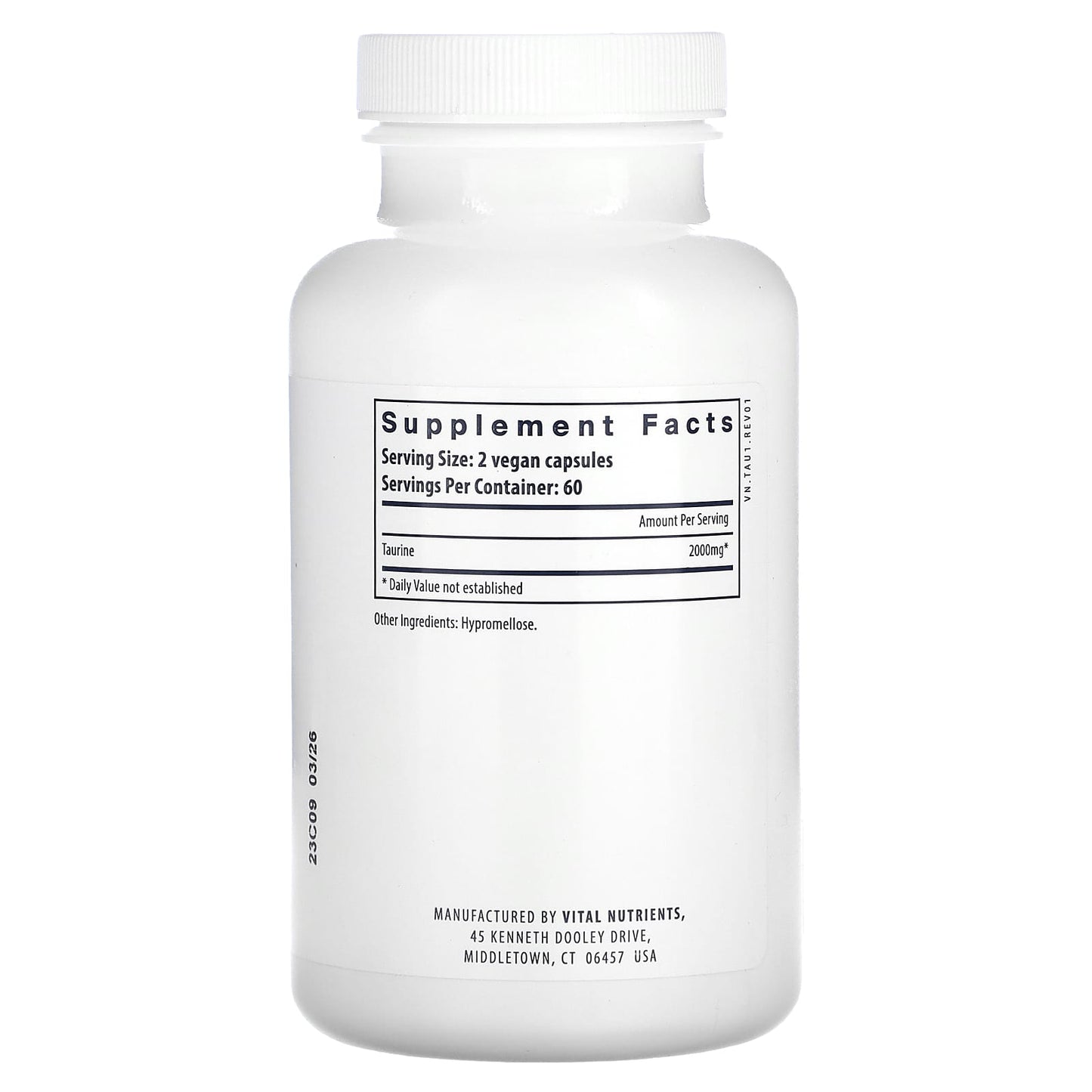 Vital Nutrients, Taurine, 120 Vegan Capsules (1,000 mg per Capsule) - Image 2