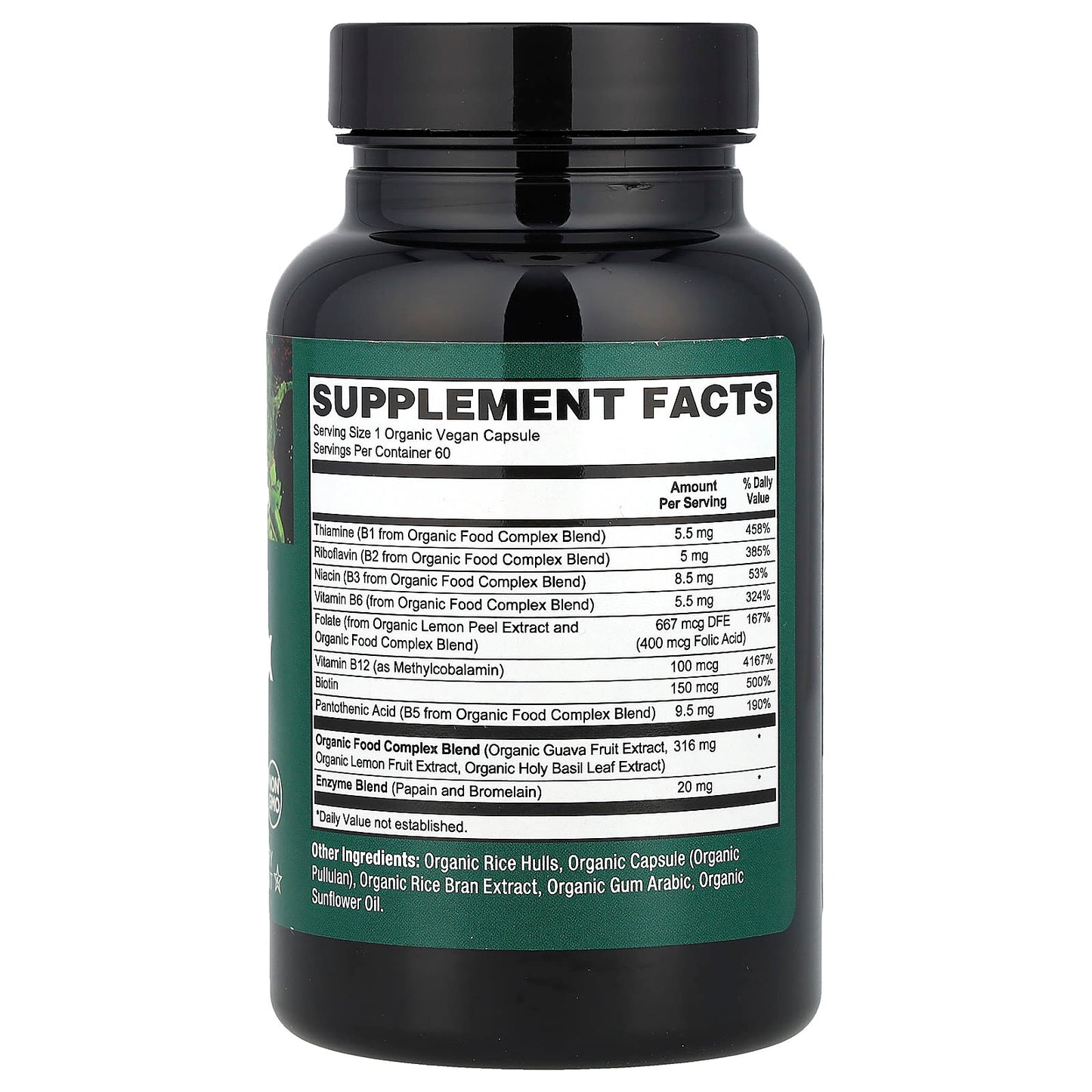 PlantFusion, Organic Vegan B-Complex, 60 Organic VegCaps - Image 2