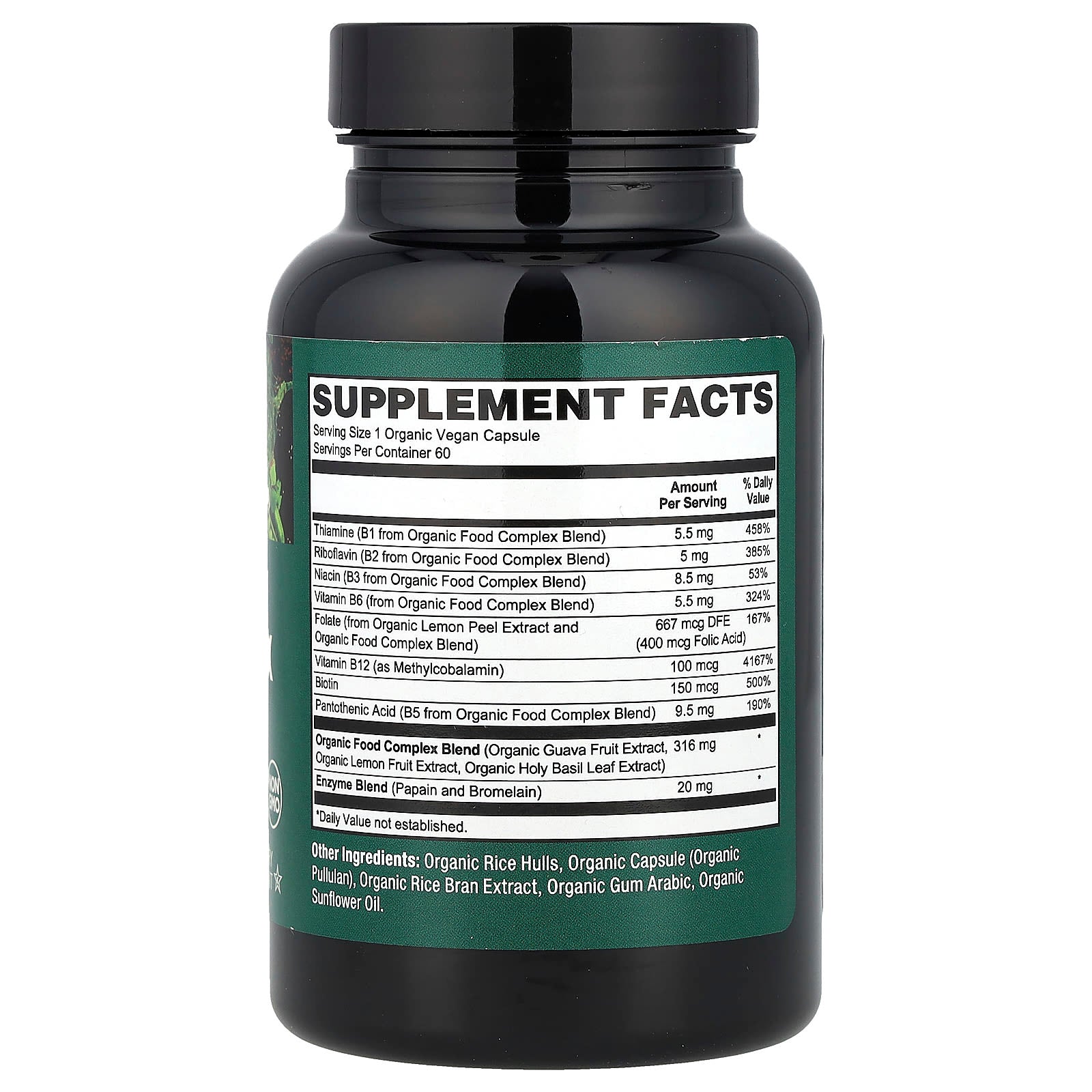 PlantFusion, Organic Vegan B-Complex, 60 Organic VegCaps - Image 2