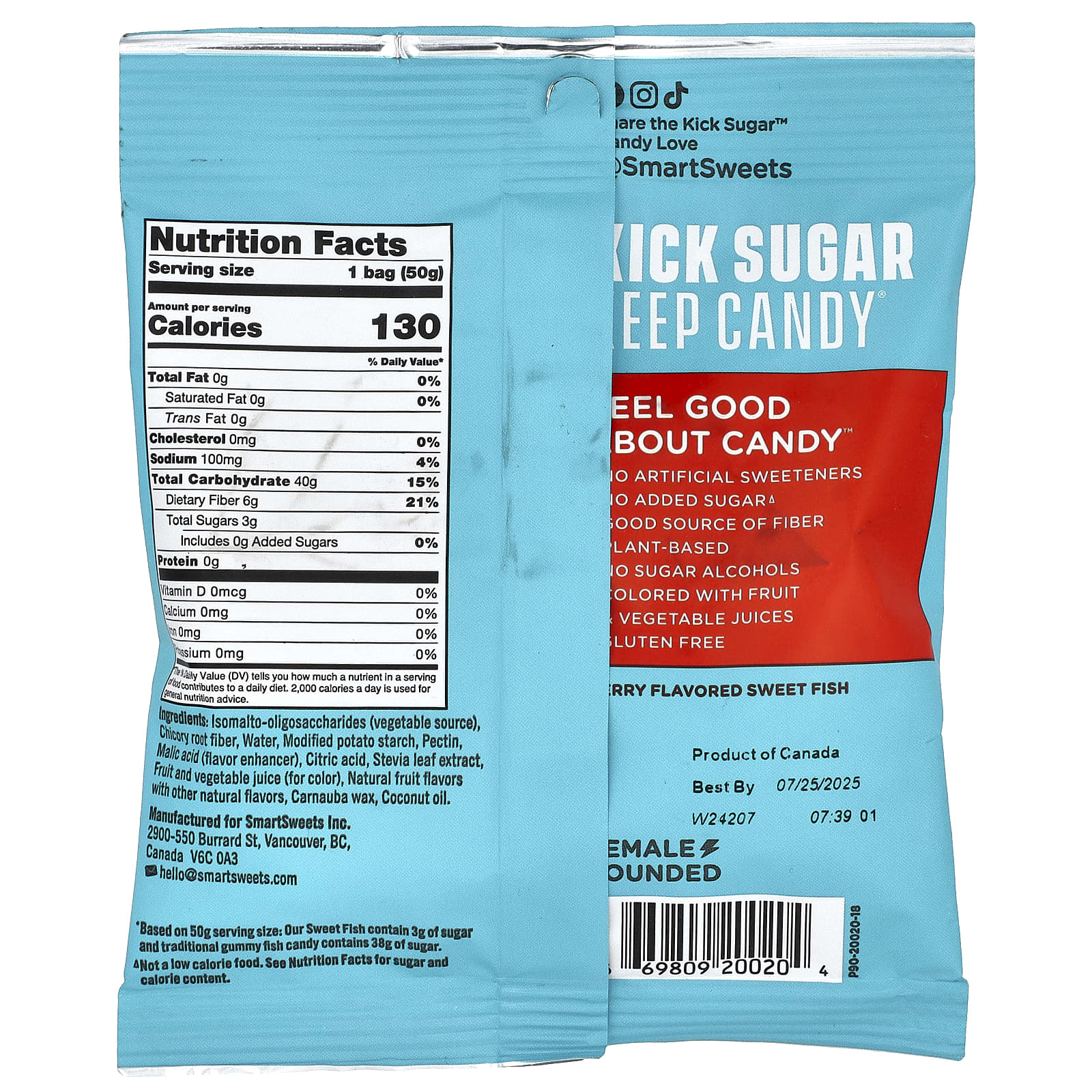 SmartSweets, Sweet Fish® Candy, Berry, 1.8 oz (50 g) - Image 2