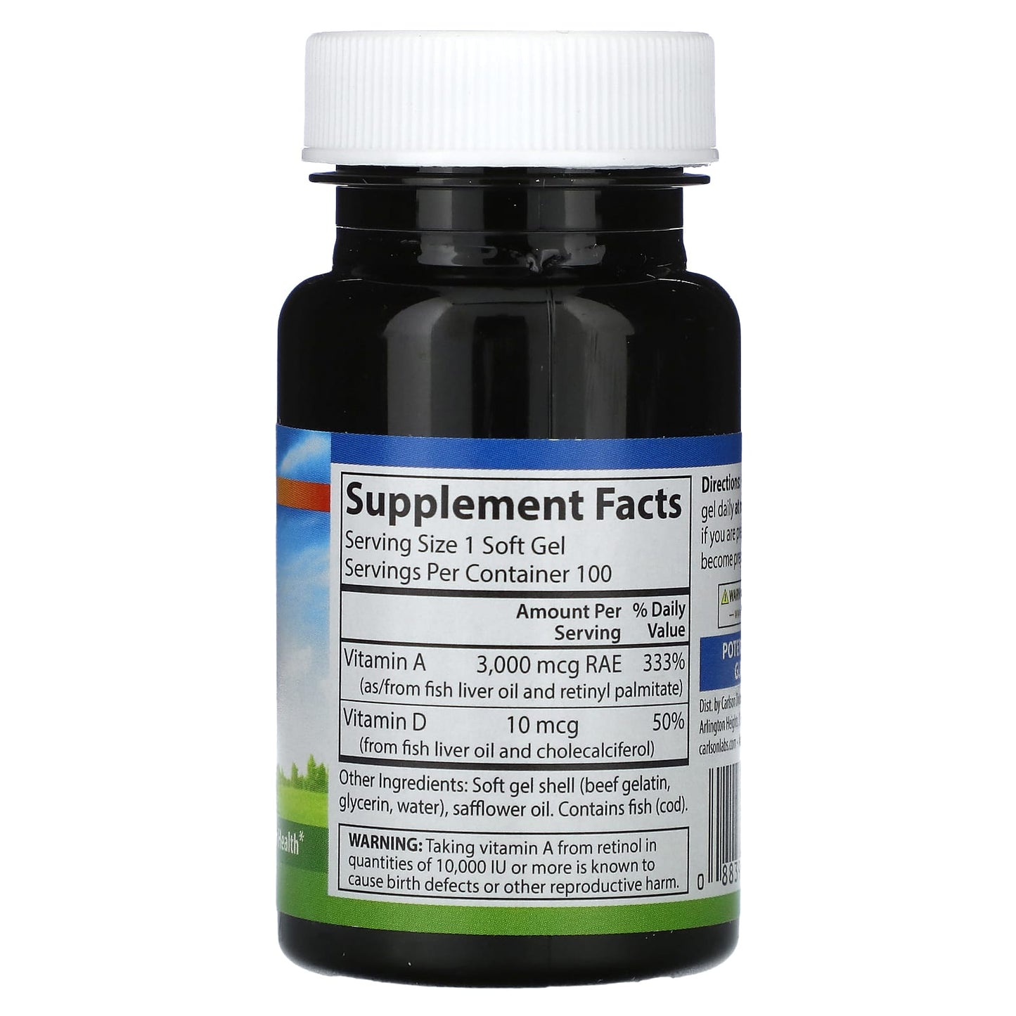 Carlson Vitamin A & D 100 Soft Gels for Immune Support - Image 2
